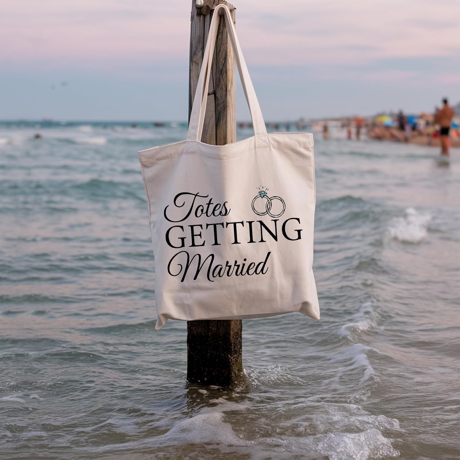 Getting Married Canvas Tote Bag for Women, Funny Tote Bag for Shopping Grocery Beach - Image 6