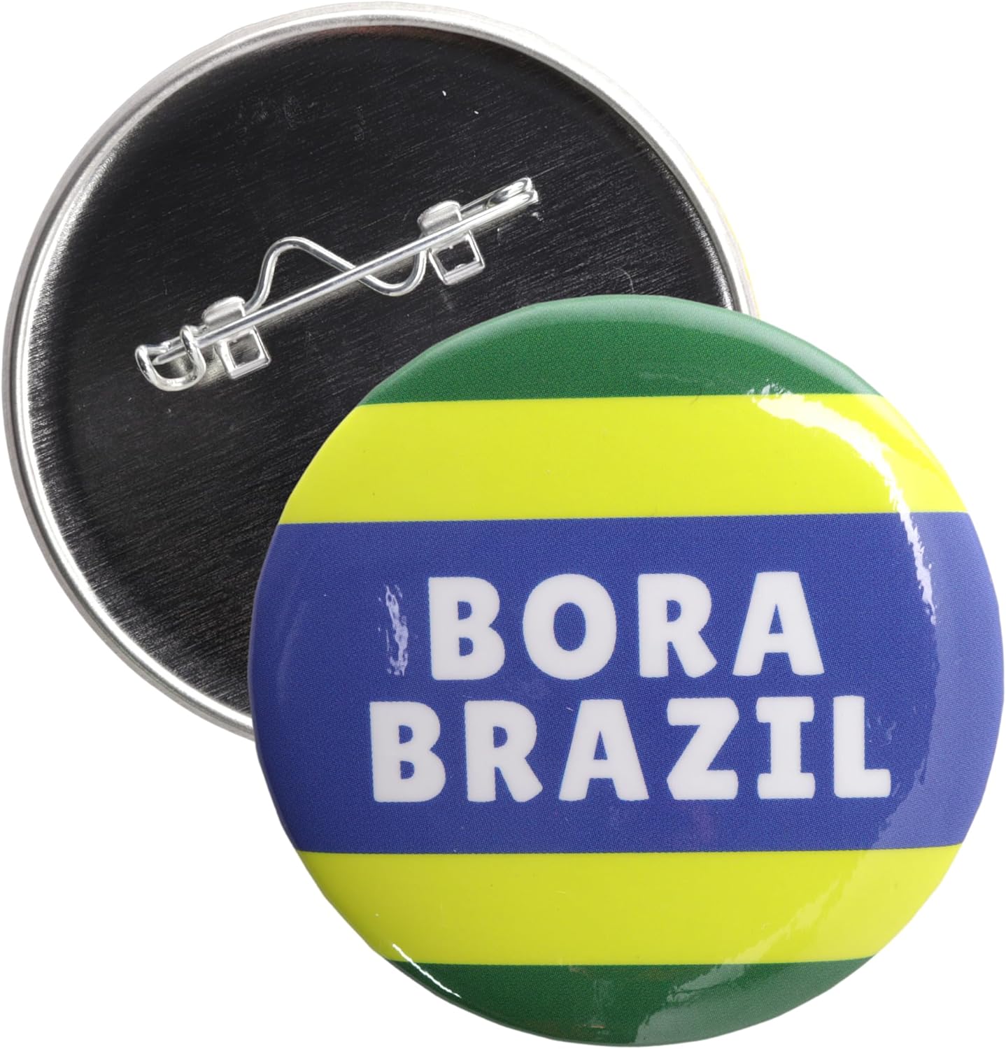 Bora Brazil Soccer Pinback Button, Brazilian Sports Fan Pin, International Team Pride Accessory, 2.25 Inches