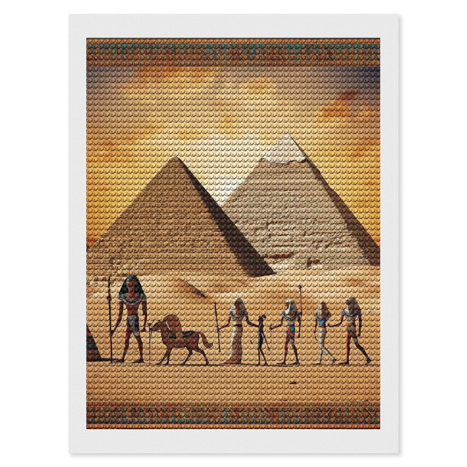 Ancient Egypt Diamond Art Kits for Adults, DIY 5D Diamonds Painting Kits for Beginner, Round Full Drill Diamond Dots Painting, Diamonds Pictures Gem Art and Crafts Wall Decor 12"x16"