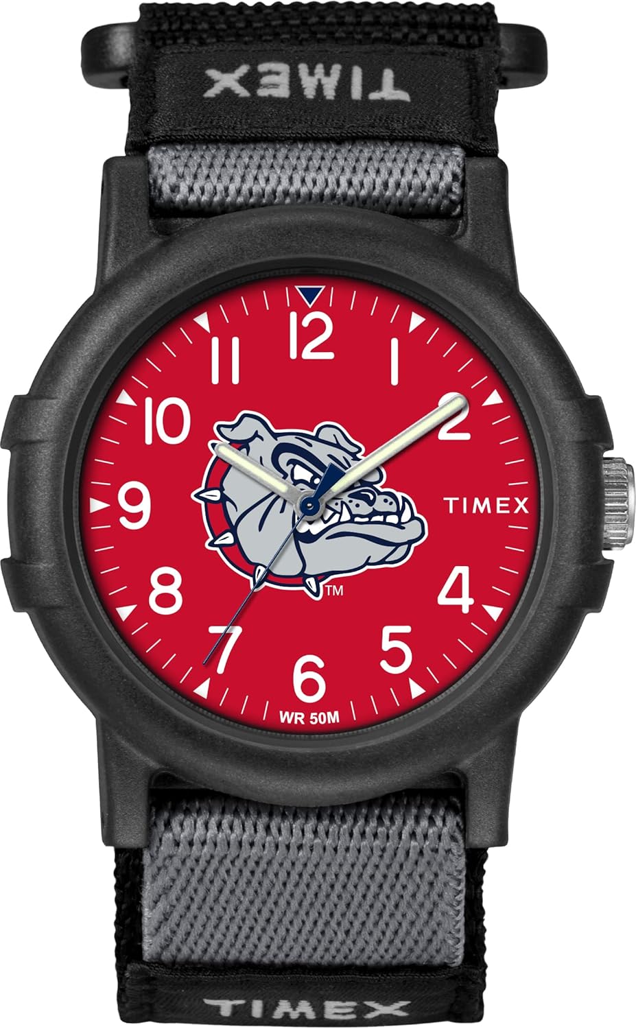 Timex Unisex Collegiate Recruit 38mm Watch - Gonzaga Bulldogs Black Fabric Strap