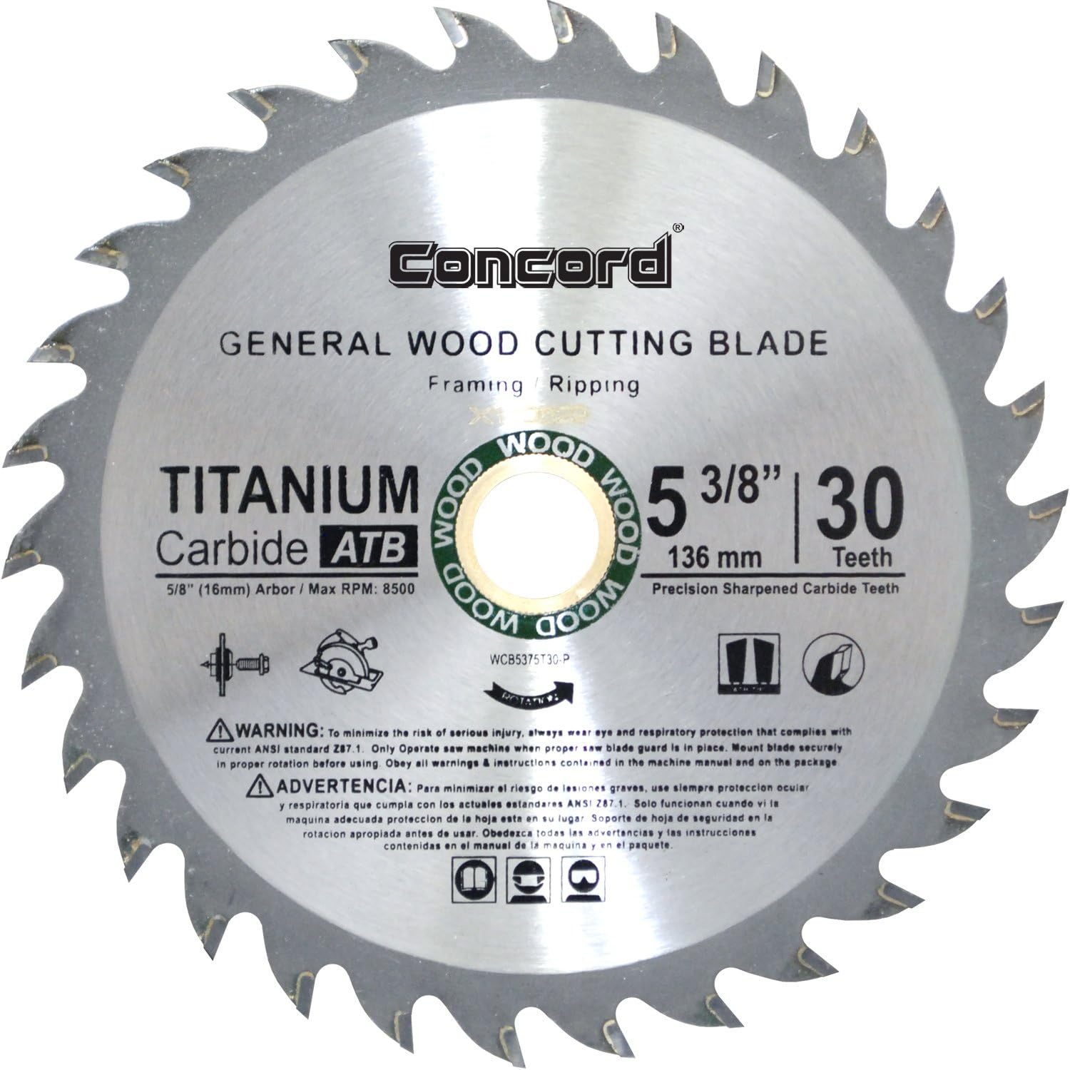 Concord Blades WCB5375T30P TCT General Purpose 53/8Inch 30 Teeth