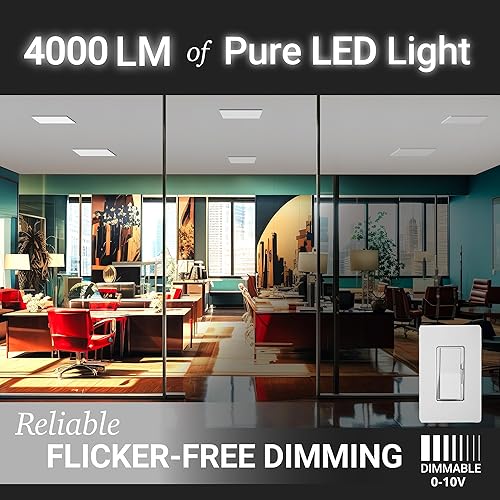 Miniatura 6 de NUWATT Panel LED de techo cuadrado de 2 x 2 pies con controlador interno integrado, 40 W, 3CCT 3000K, 4000K, 5000K, 0-10 V regulable, todo en 1,