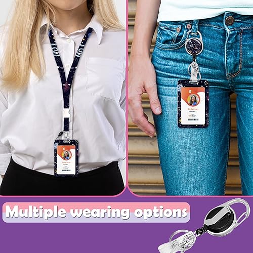 Miniatura 2 de Soporte para tarjetas de identificación con cordón, soporte retráctil para tarjetas de identificación, correa desmontable para el cuello con carrete