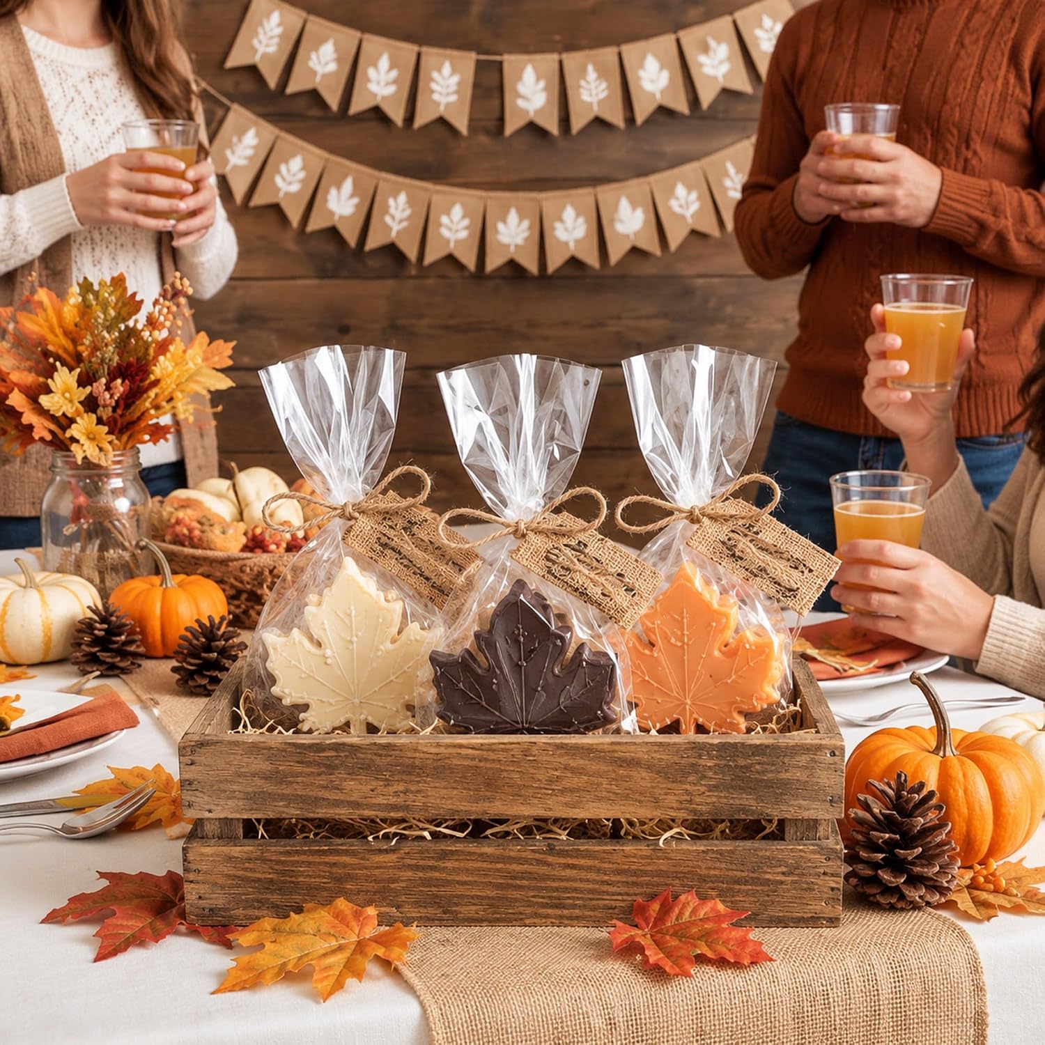 MTLEE 6 Pcs Maple Leaf Candles Fall Autumn Table Farmhouse Decor