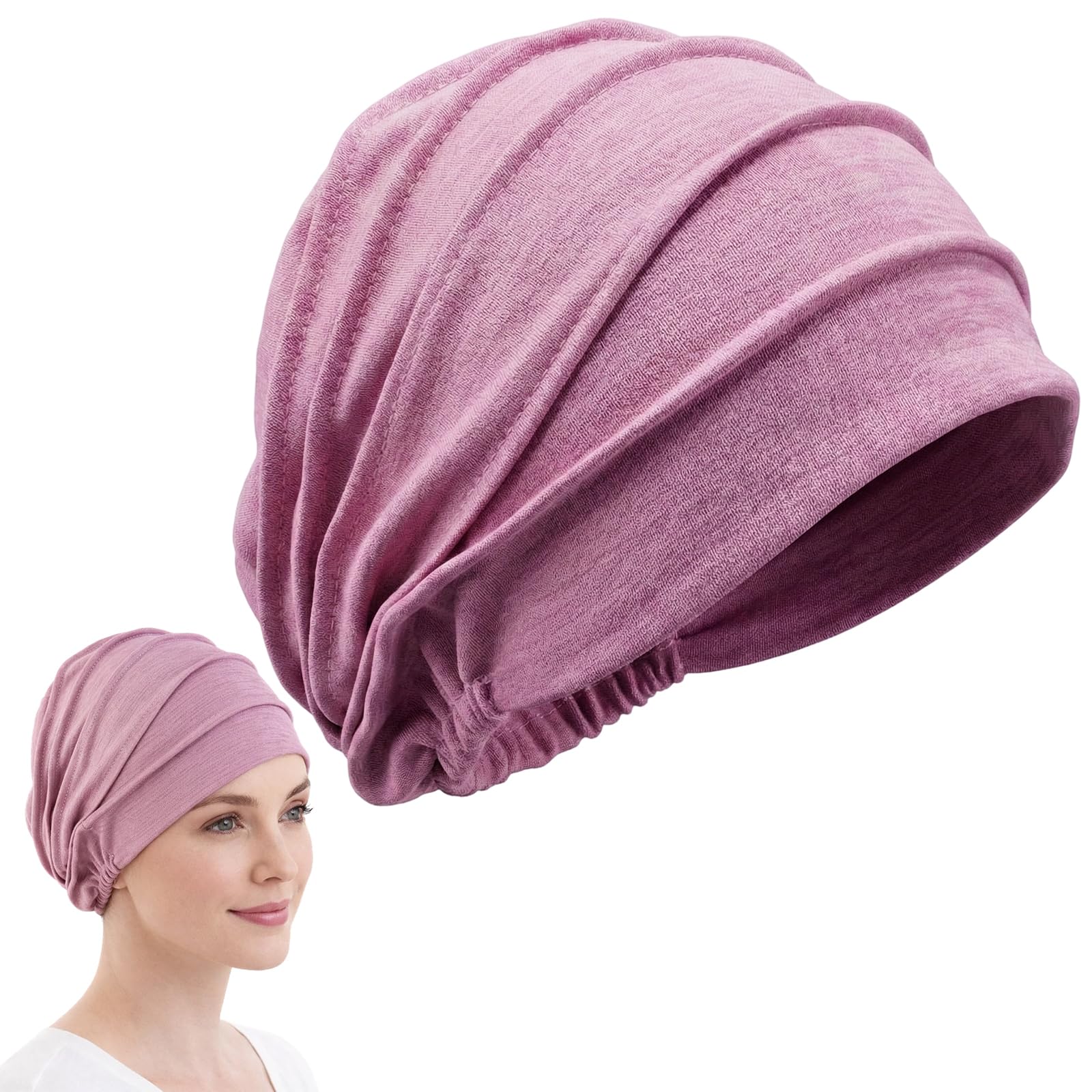 Chemo Headwear, Chemo Hats for Women, Turbans for Women Head Scarf, Breathable Head Cover, Soft Beanie Cap for Sleeping, Winter and Summer Purple