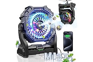 Sharpen Image Misting Fan Charging Rechargeable Battery Operated Fan with Built-in RGB...
