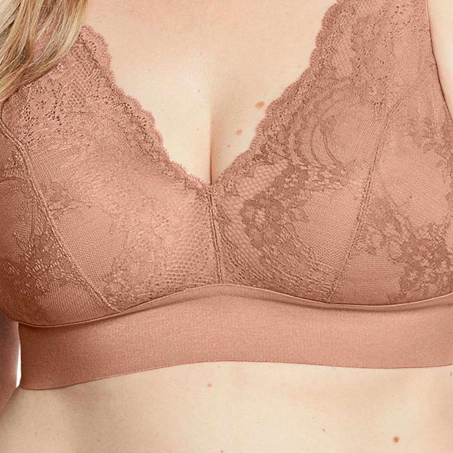 Glamorise Womens Lace Plunge Bralette Wirefree 7013 - Image 3