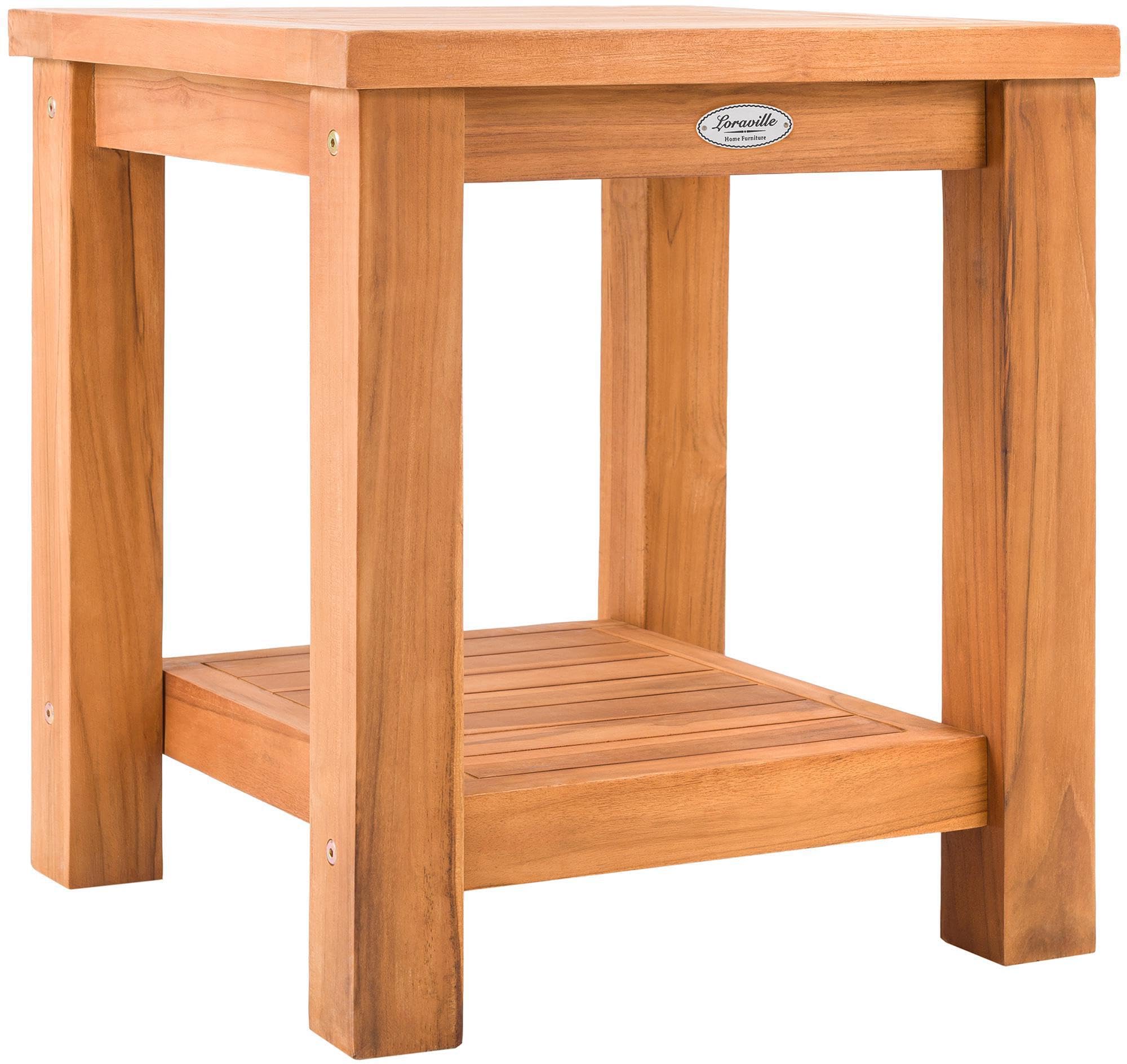 CLP Tavolino da Esterno Keaton in Teak, Tavolo da Giardino Resistente alle intemperie con Due Ripiani, Tavolo in Teak per Giardino, Colore:Teak