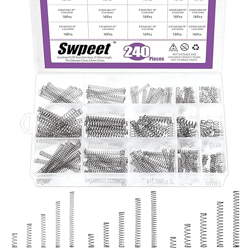 Miniatura 14 de Swpeet Kit surtido de 150 resortes de compresión de 5 tamaños, mini resortes de extensión de acero inoxidable para reparaciones en tiendas