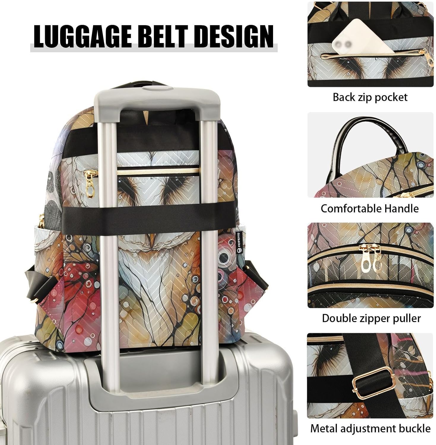 Barn Owl Mini Backpack Women's Quilted Small Backpack Purse for Women College Fashion Travel Daypack Shoulder Bag