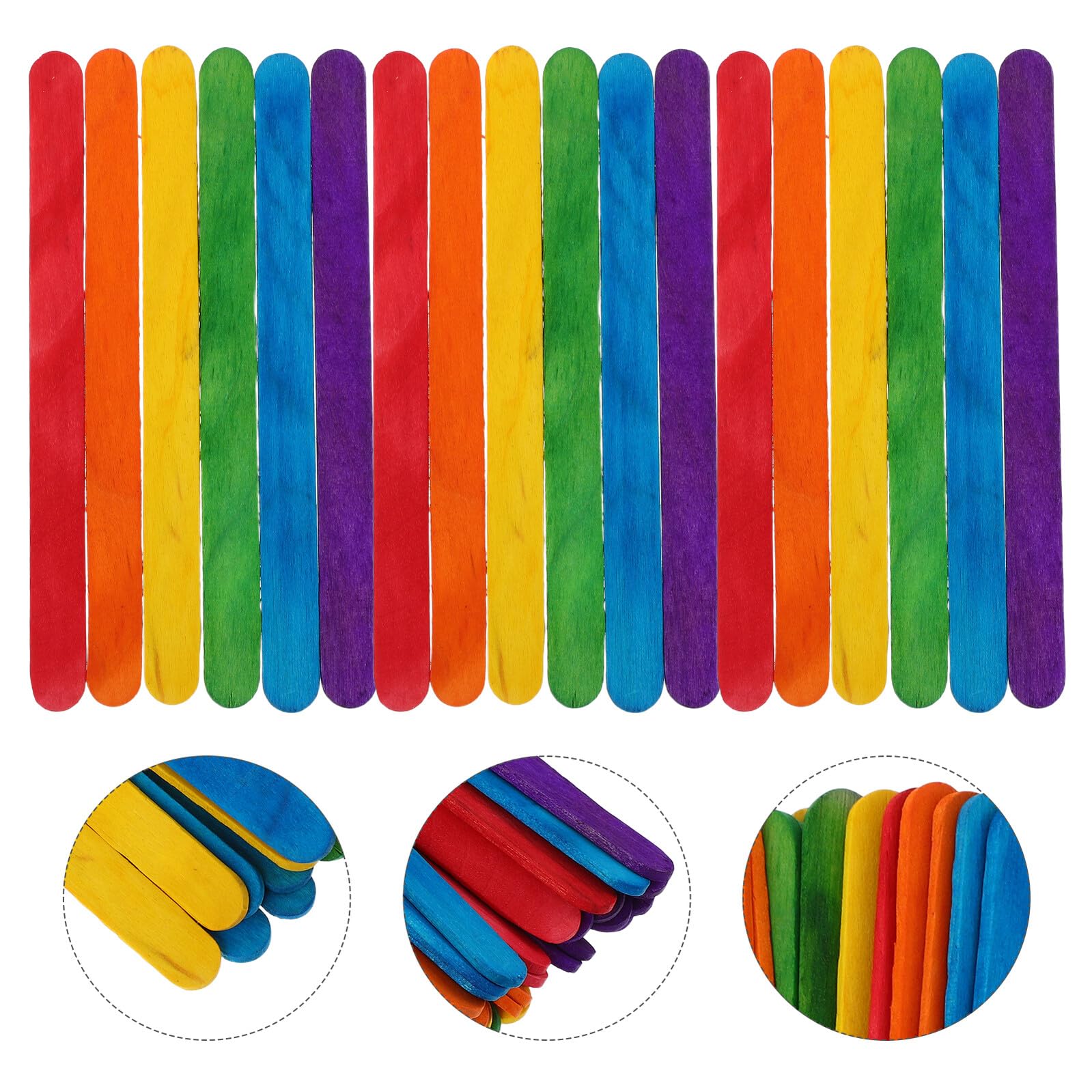 Bâtonnets en Bois Colorés pour Loisirs Créatifs 50 Pièces par Lot 114 X 10 X 2 MM Réutilisables Échardes Adaptés aux Activités Manuelles et Pâtisserie Garçon et Filles