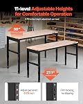 VEVOR Courbe de travail réglable, 2000 Capacité, 61 x 20-inch Banc de travail lourd avec 27,136 pouces Réglage de la hauteur, Garage Workbench avec sorties d'alimentation, adapté pour le bureau, Garager, Atelier