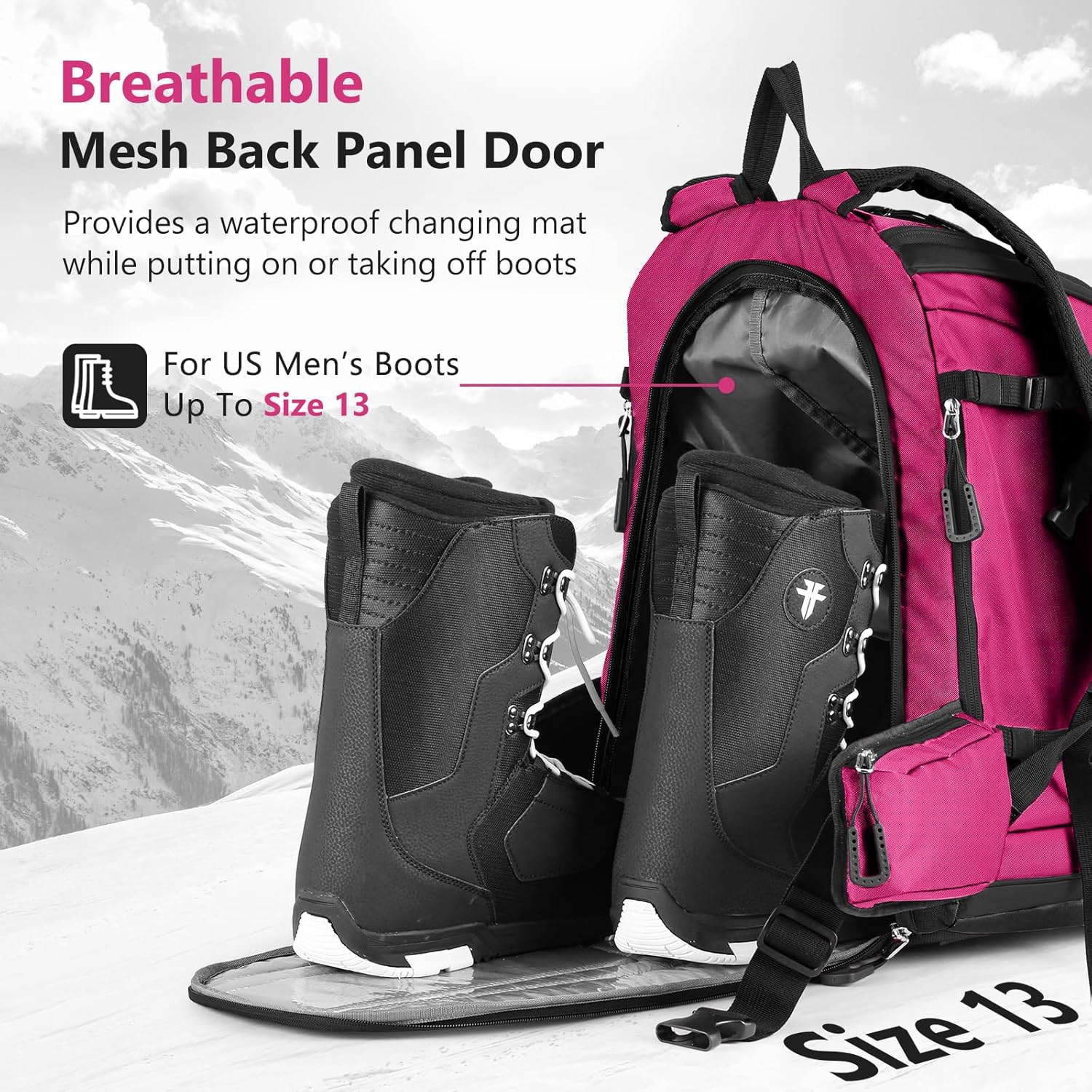 MORXPLOR Ski Boot Bag - 65L Padded, Waterproof Ski Travel Backpack for Gear & Accessories