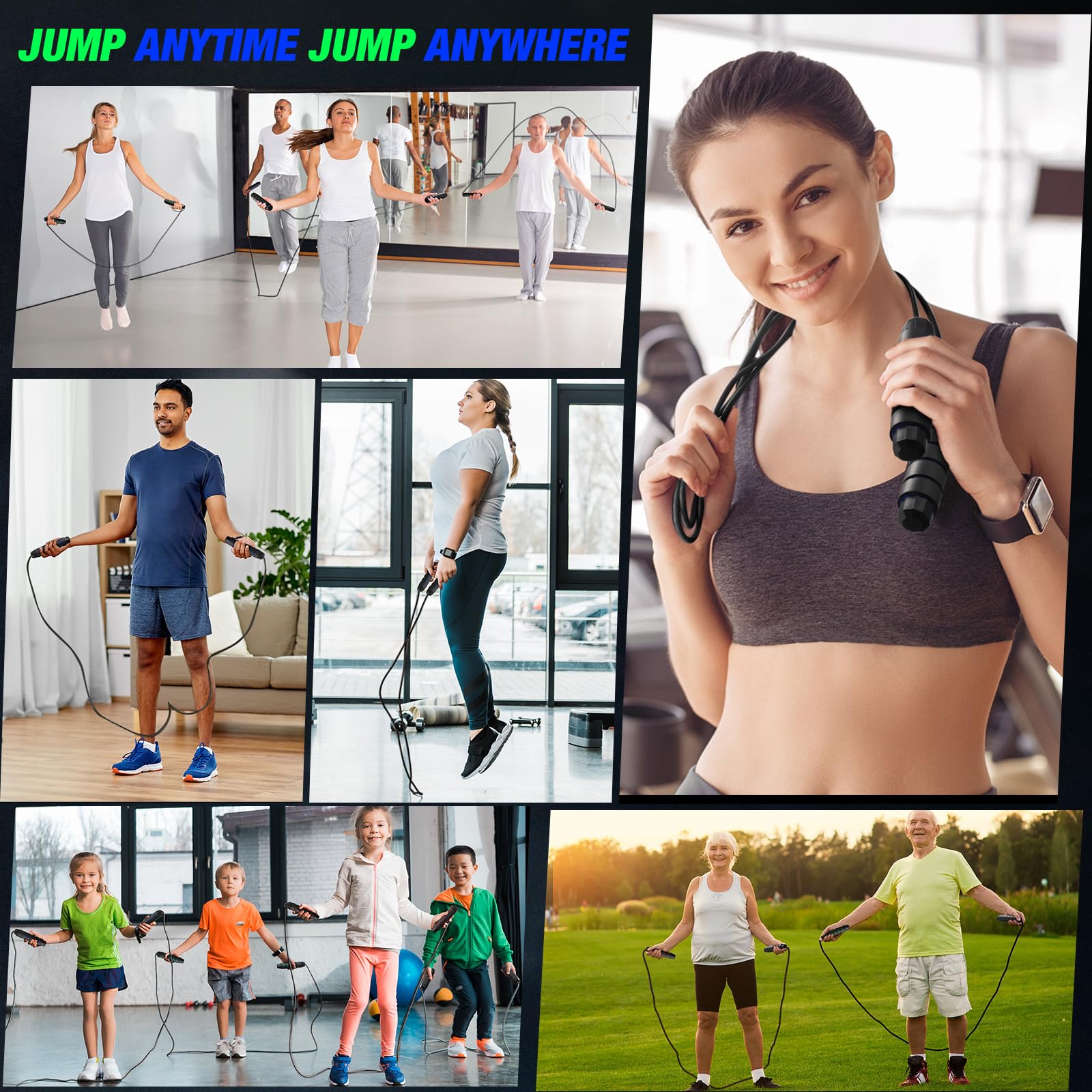 HyDren Springseil, verstellbares Springseil mit weichen Schaumstoffgriffen, schnelles Springseil mit Kugellagern, für Damen, Herren, Kinder, Fitness zu Hause, Schule, Fitnessstudio, 24 Stück