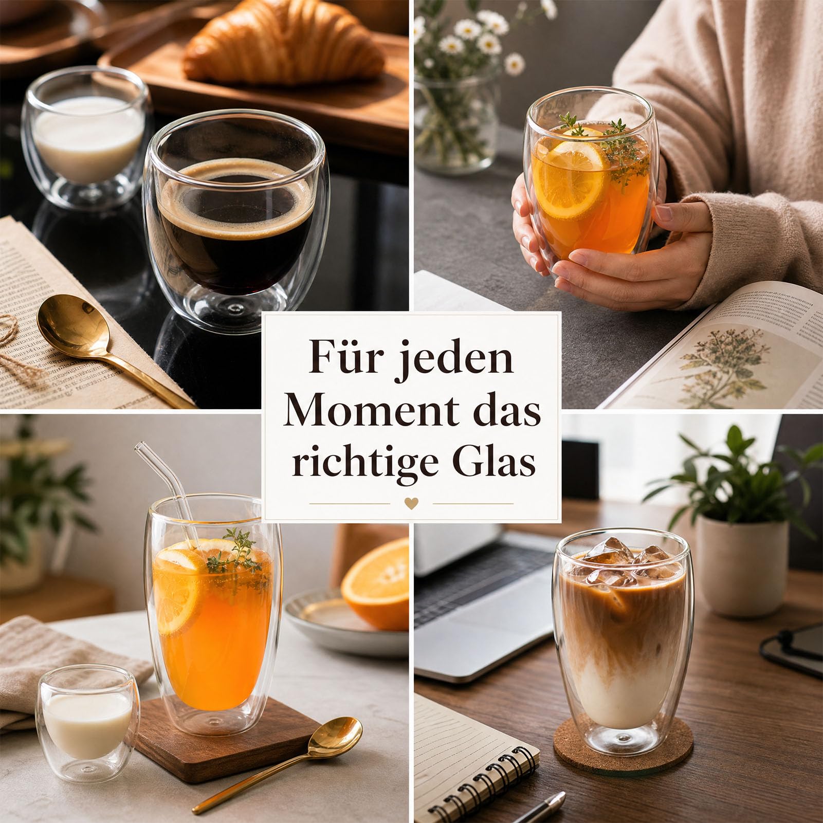 Generisch Doppelwandige Trinkgläser aus Borosilikatglas (450, Milliliter)