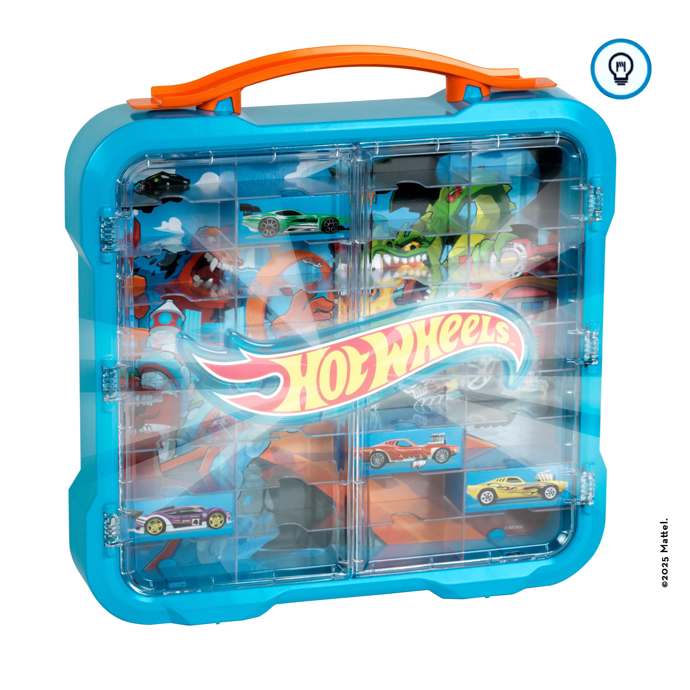 Theo Klein 2411 Hot Wheels Vitrine de Collection, Rangement Cool avec lumière, Fixation Murale et Espace pour 36 Voitures, Jouet pour Enfants à partir de 3 Ans
