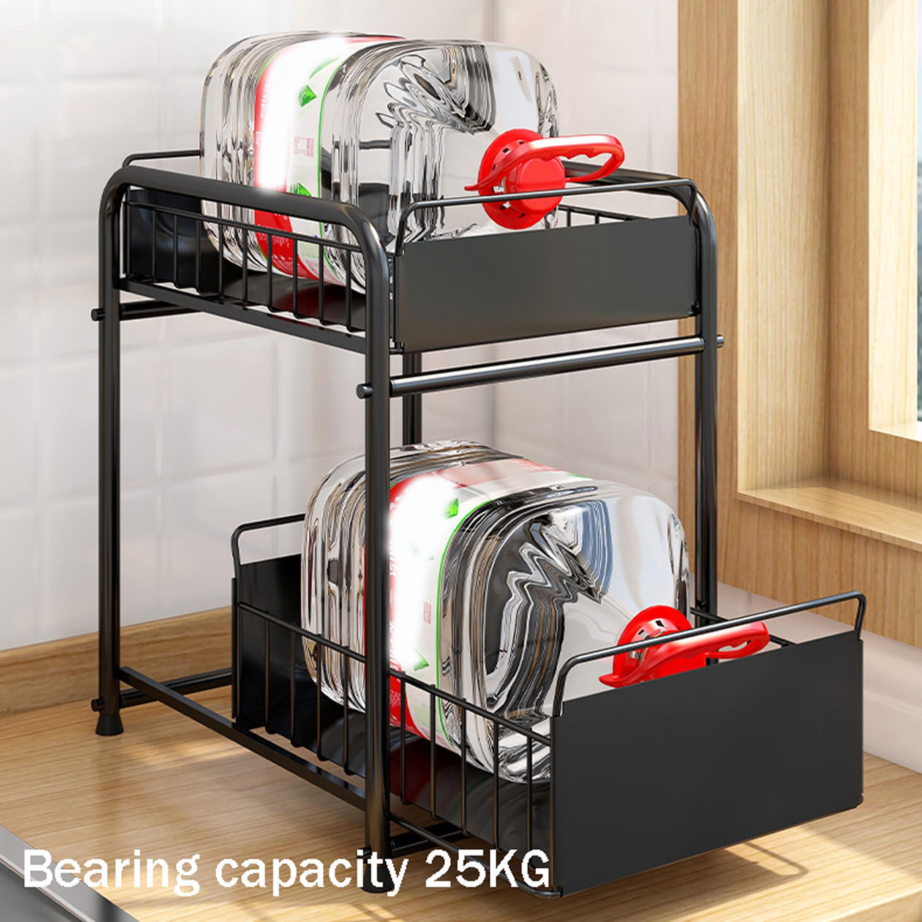 Generico Organizer da Cucina sottolavello, Organizer da Cucina Estraibile a 2 Livelli, per Cucina e Bagno, Soluzione di stoccaggio Multiuso Impermeabile