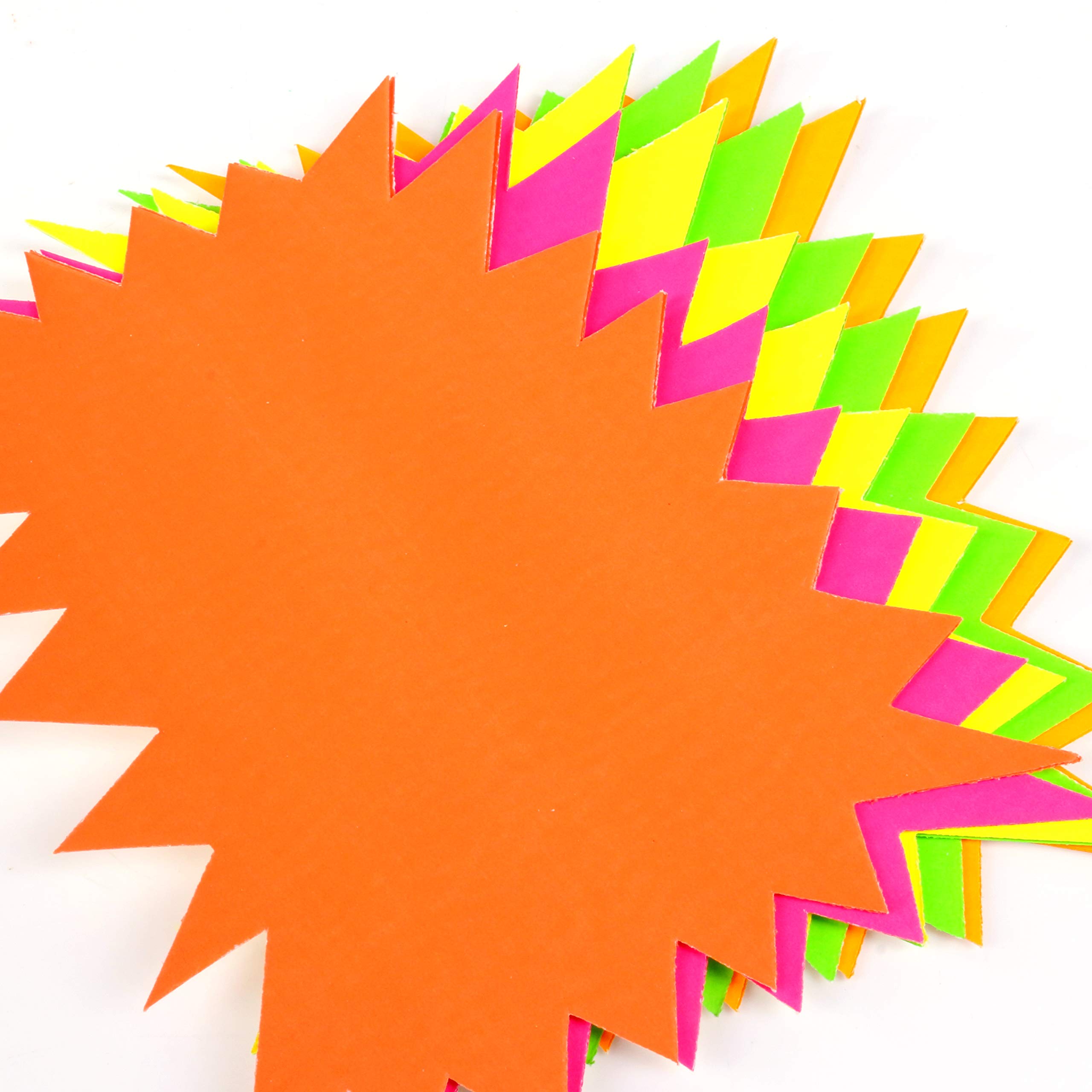 40x Large Neon Flash Stars - Fluorescent Rectangle Cards For Revision/Market Stalls