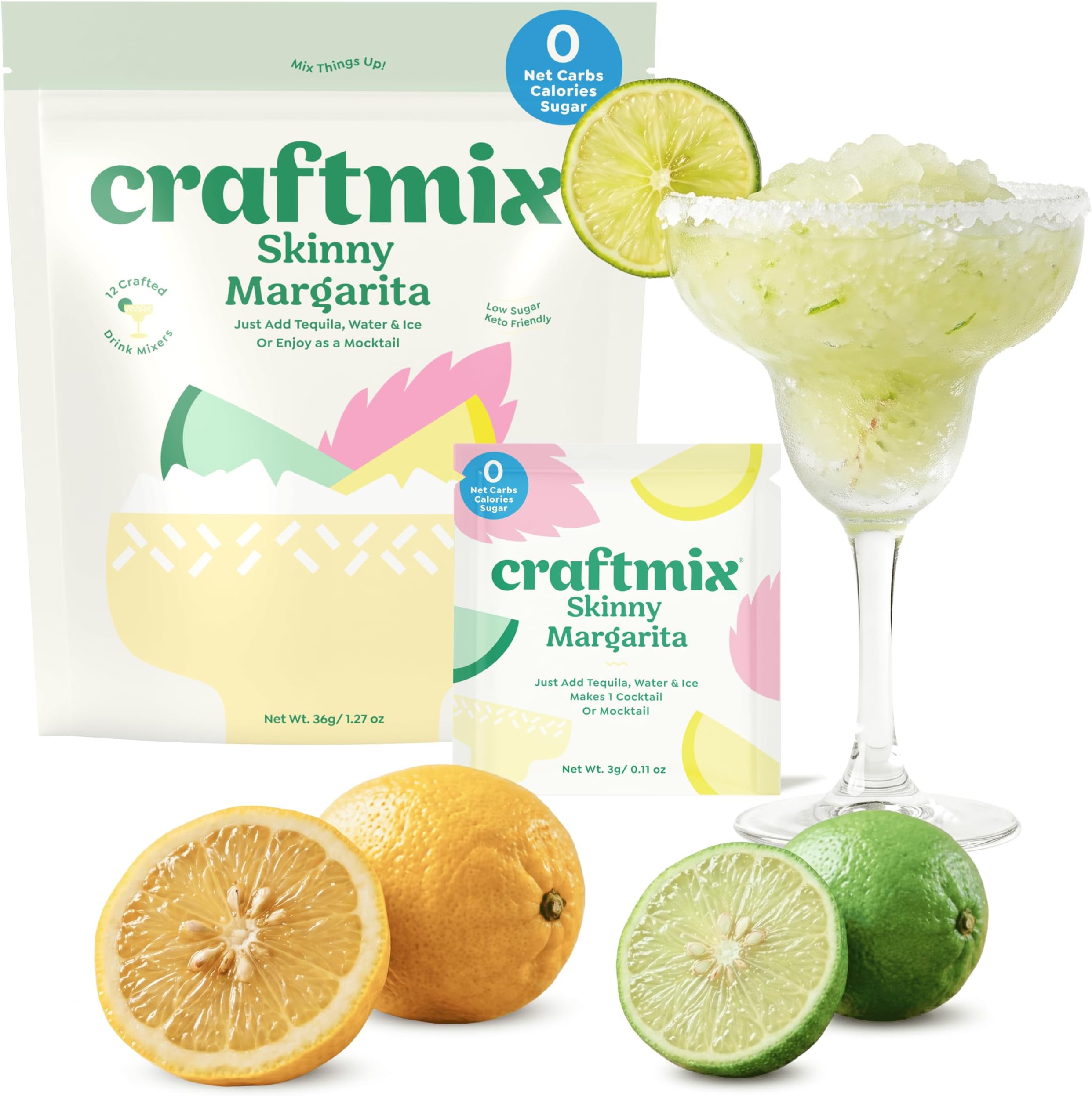 Craftmix Skinny Margarita Mix, Cocktail Mixers & Mocktail Mix, 12 Pack