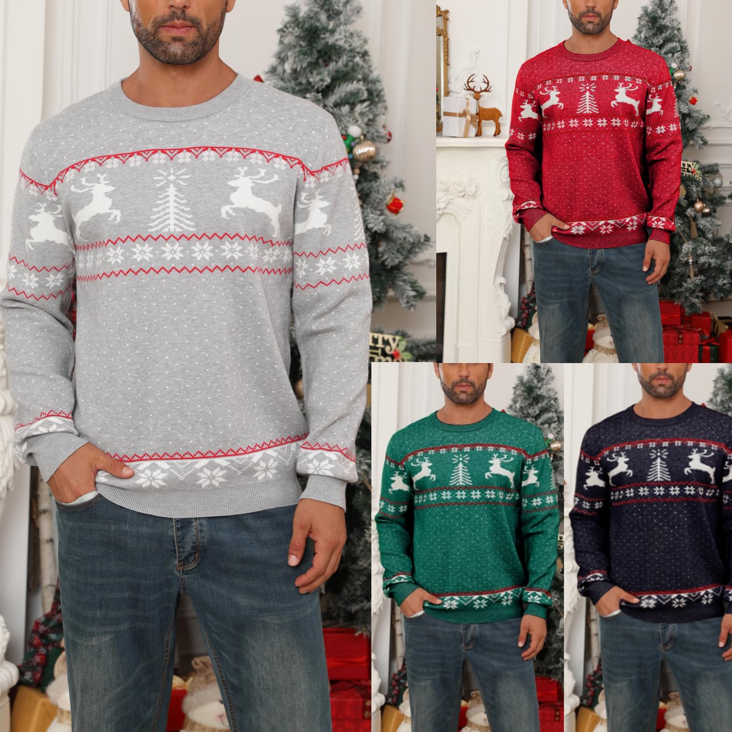 Maglione Donna Natalizio Collo Rotondo Maglione per Natale Pullover Invernale