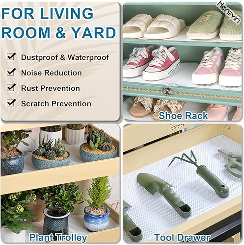 Miniatura 6 de Hersvin Revestimientos para estantes, alfombrillas para cajones de cocina de 20 pulgadas x 20 pies, protector de armario de EVA no adhesivo, forro