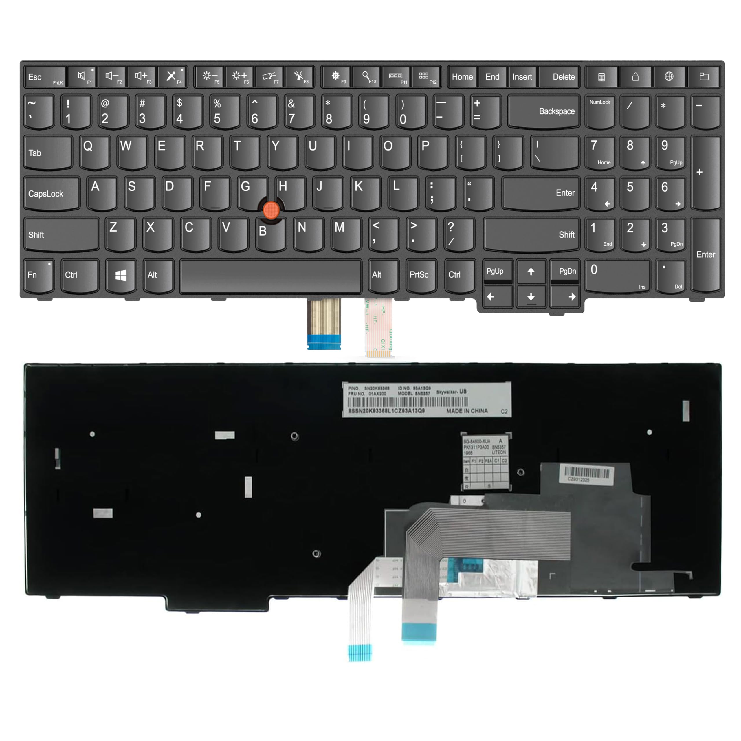 Photo 1 of Replacement Keyboard for ThinkPad E570 E570c E575 Laptop, US Layout Non-Backlit Keyboard with Trackpoint, P/N 01AX200 Compatible with ThinkPad E570 Series