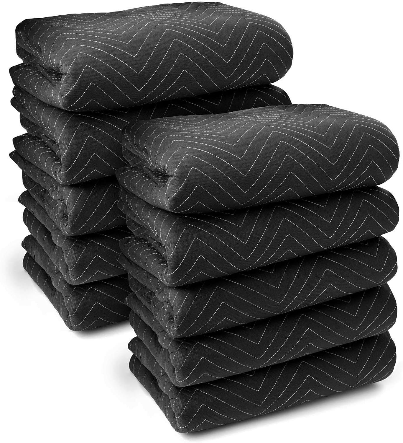 Sure-Max Packing & Moving Blankets - 80" x 72" (35 lb/dz Weight) - Pro Economy - 10 Pack Black Quilted Shipping Furniture Pads