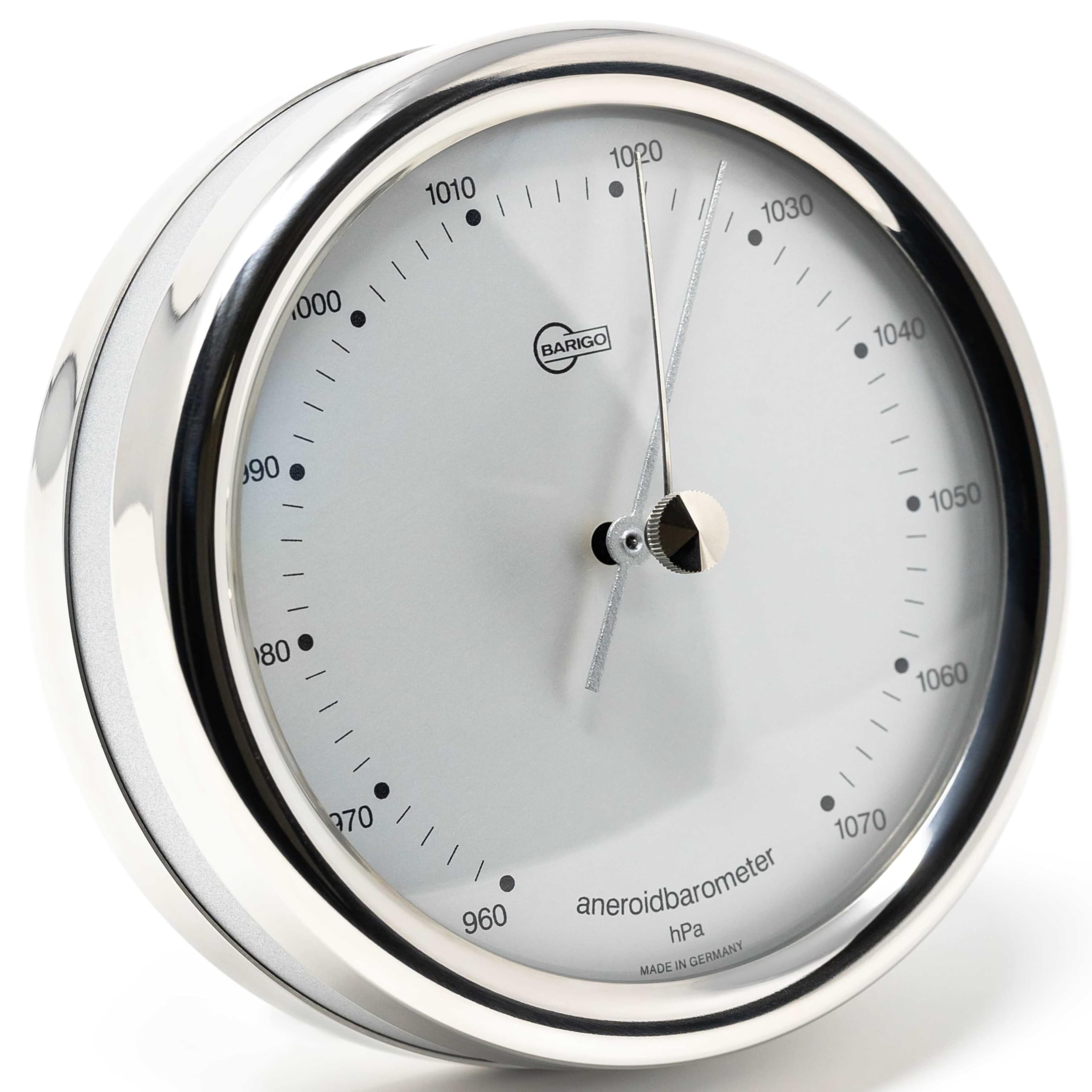 BARIGO 823RFPO ORION barometr okrętowy – 100 x 35 mm – z obudową ze stali nierdzewnej polakierowaną na czarno – Made in Germany