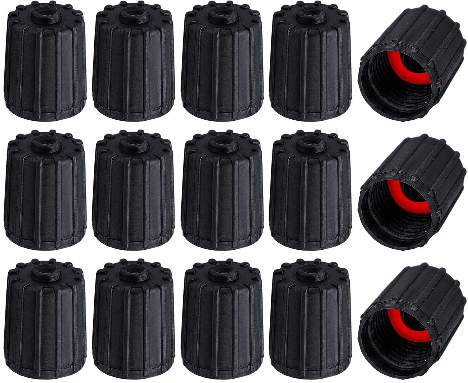 15PCS Plactic Tire Valve Stem Caps, Leak-Proof Air Protection, with O-Ring Rubber Seal, Universal Tyre Valve Dust Caps for Cars, SUV, Trucks, Bikes, Motorcycles, Bicycles(Black)