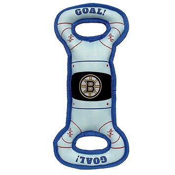 Pets First NHL Boston Bruins Hockey Field Dog Tug Fetch Squeak Chew Toy