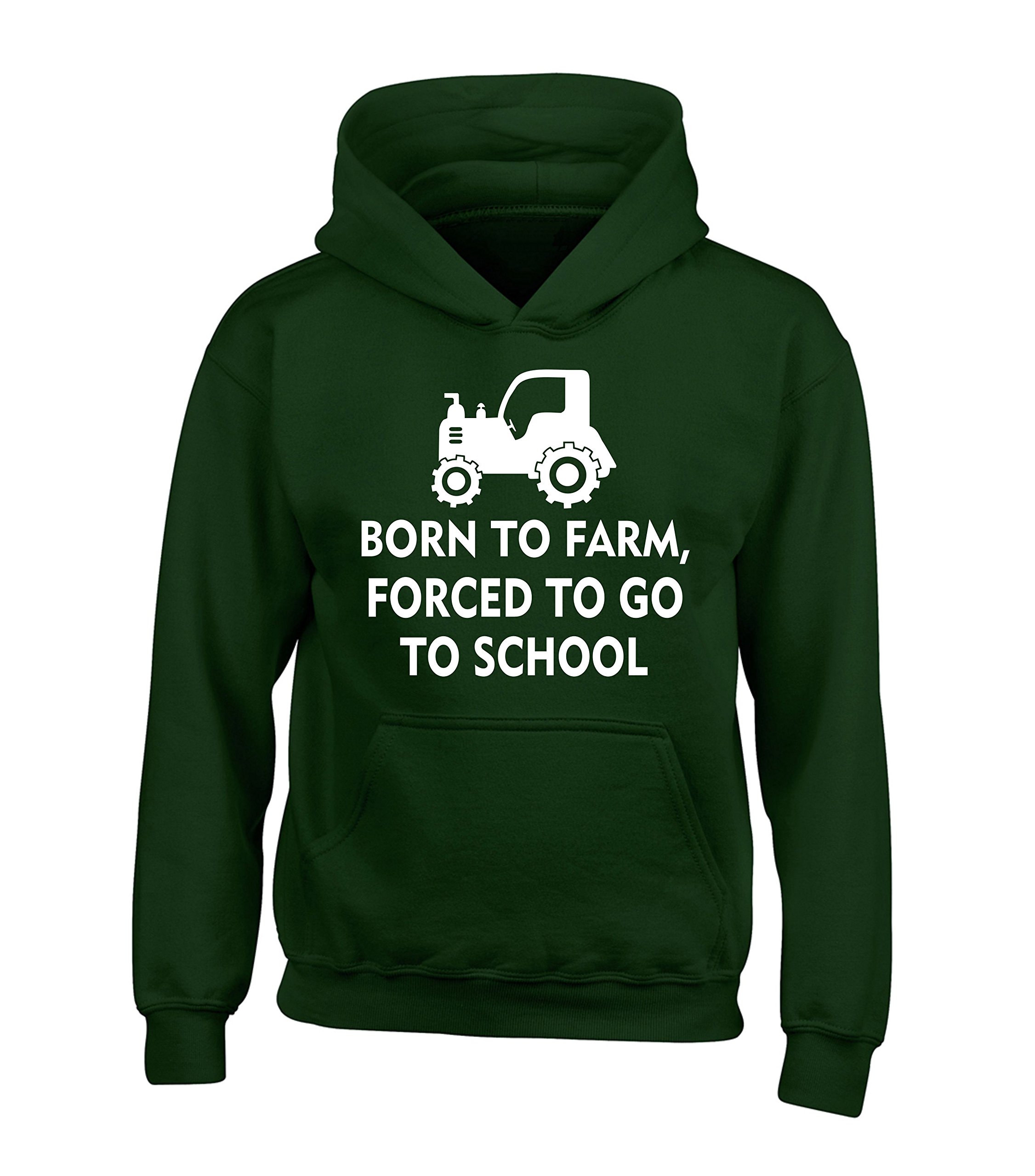 Edward Sinclair Bottle Green | 3-4 Years | Born To Farm Forced To Go To School | Hoodie | With White Print