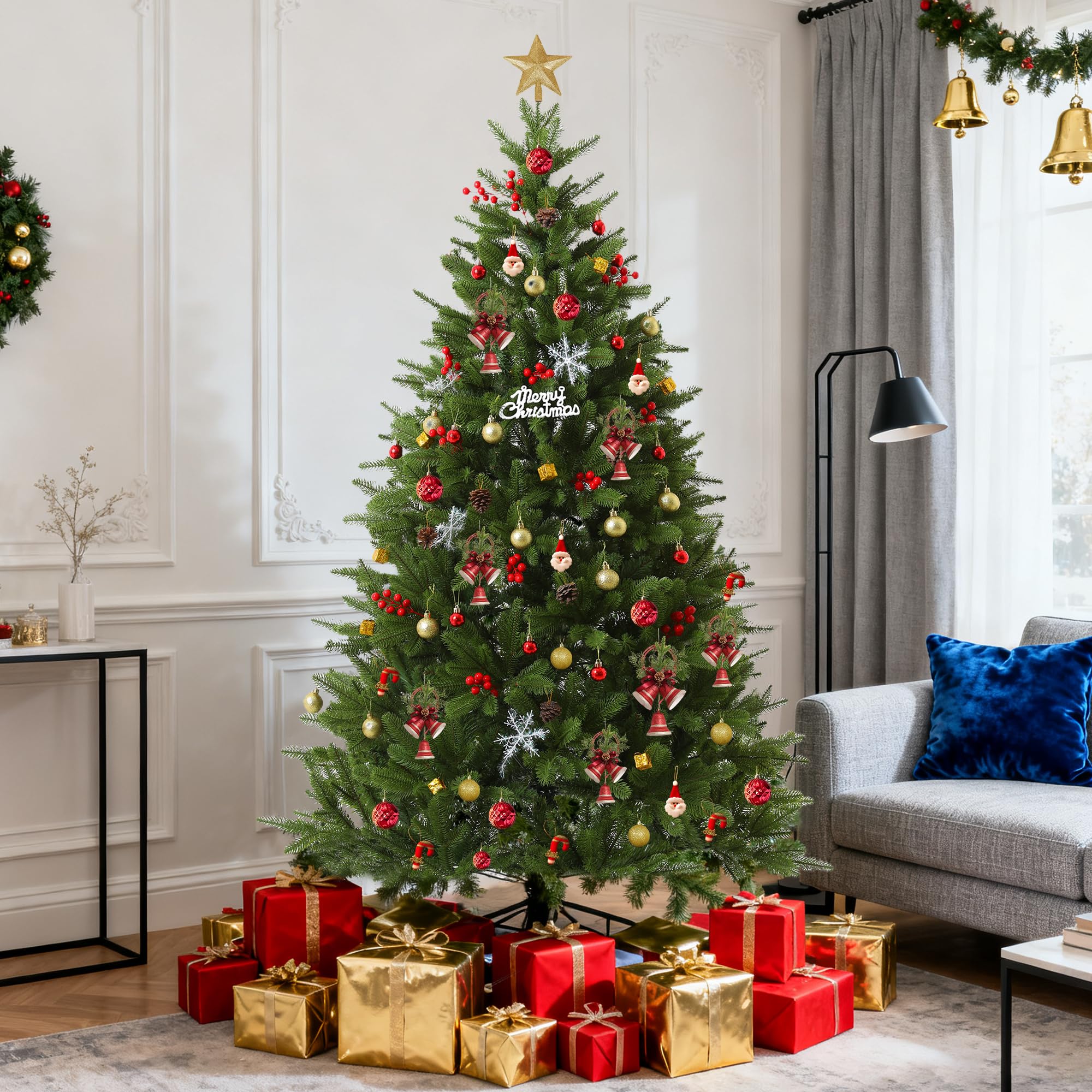 EVGN Künstlicher Weihnachtsbaum 180 cm – Nordmanntanne Optik – Dicht & naturgetreu – Premium PE+PVC Zweige mit stabilem Metallständer – Einfacher Aufbau & wiederverwendbar.