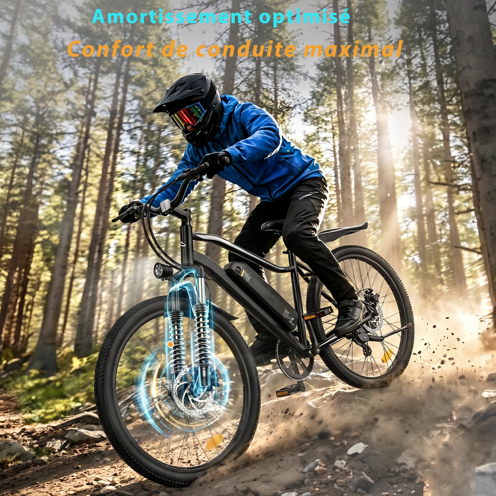 Vélo Électrique Adulte 26", Batterie Amovible 36V 15,6Ah, Autonomie 100 km