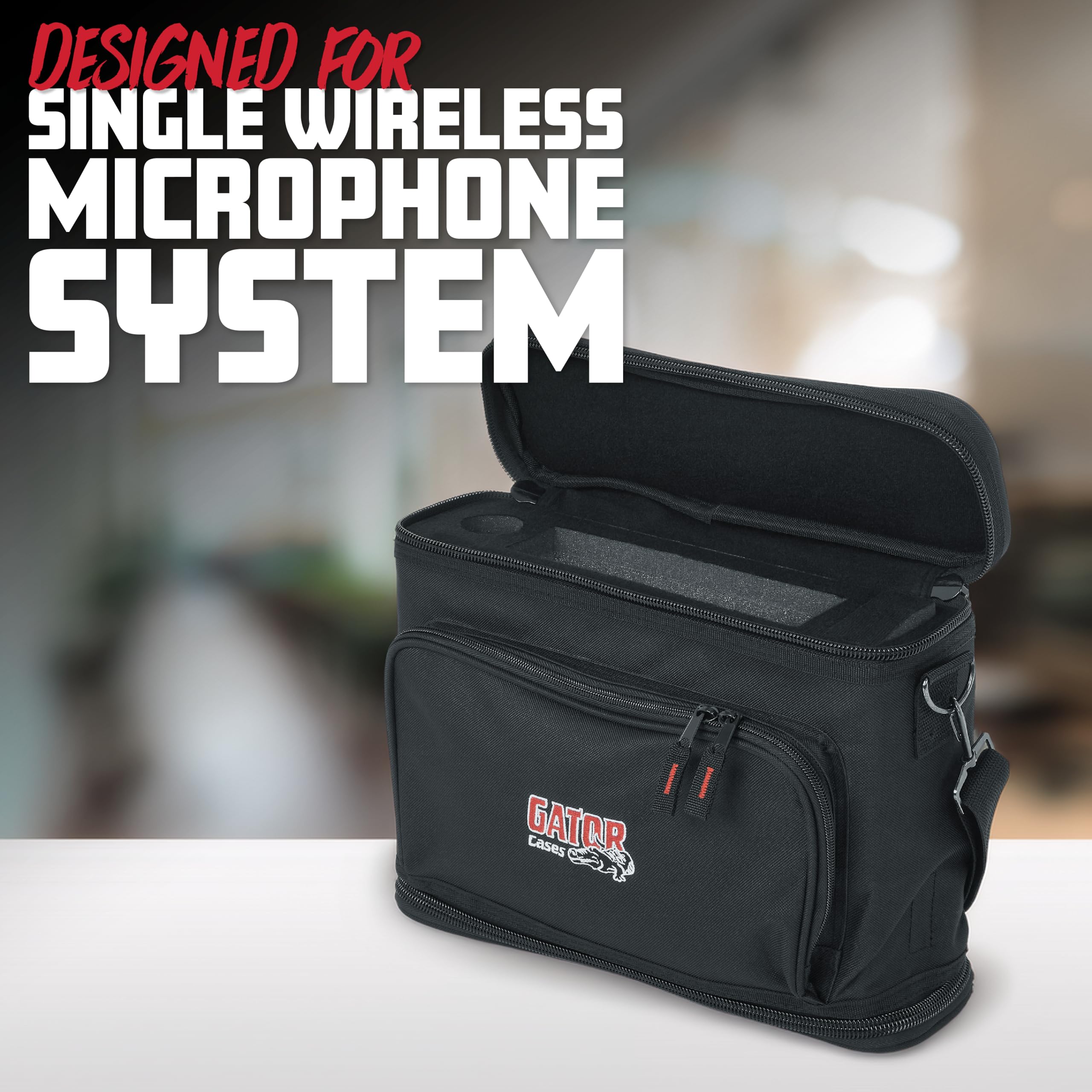 Gator Cases Housse en Nylon Live in rembourré pour 1 système de Microphone sans Fil, récepteur et Body Pack avec accès à l'antenne (GM-1W)