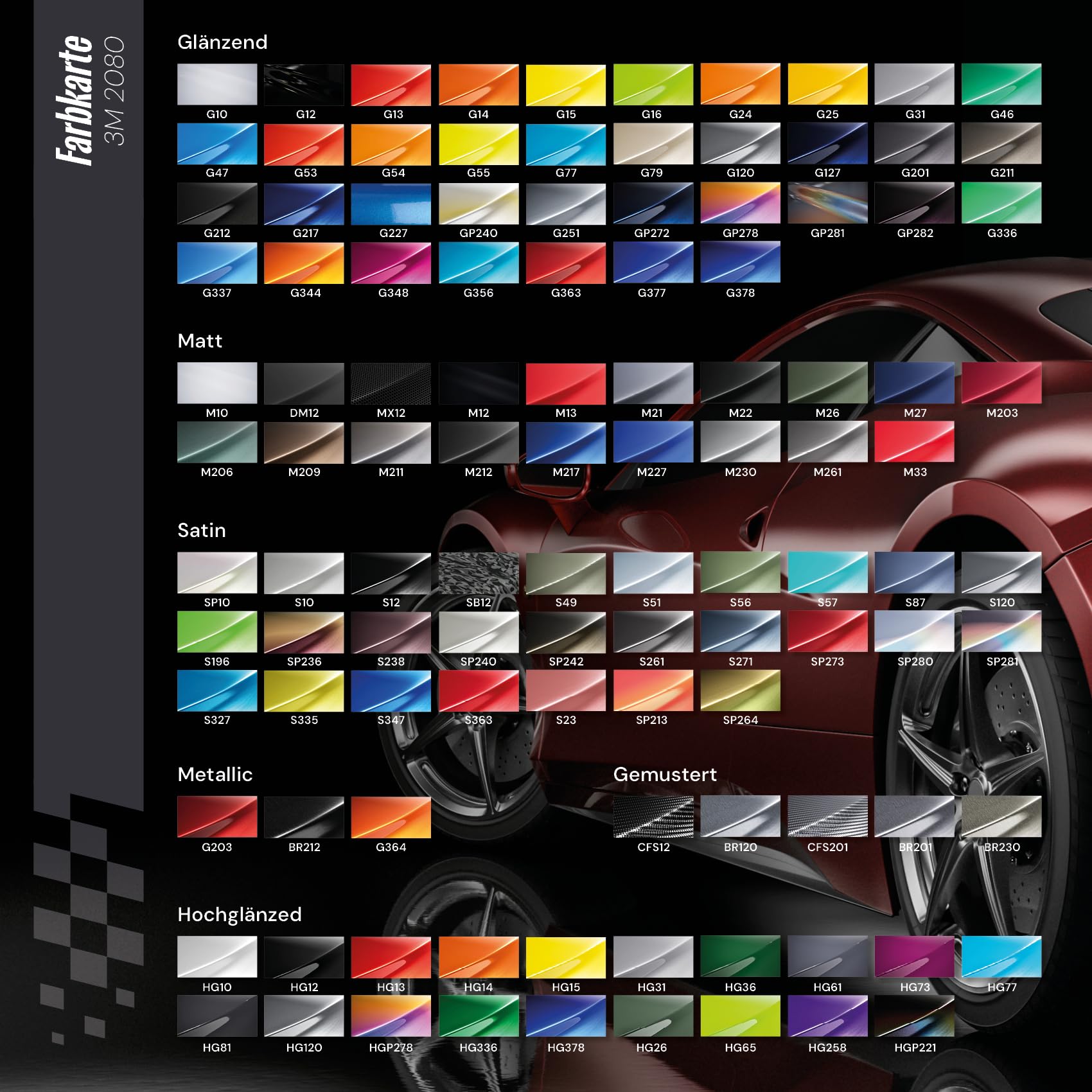 Finest Folia 3M 2080 Pellicola adesiva per rivestimento auto, moto e barche pellicola protettiva 3D con canali d'aria per il rivestimento (GP278 Gloss Deep Space, 100 x 152cm)