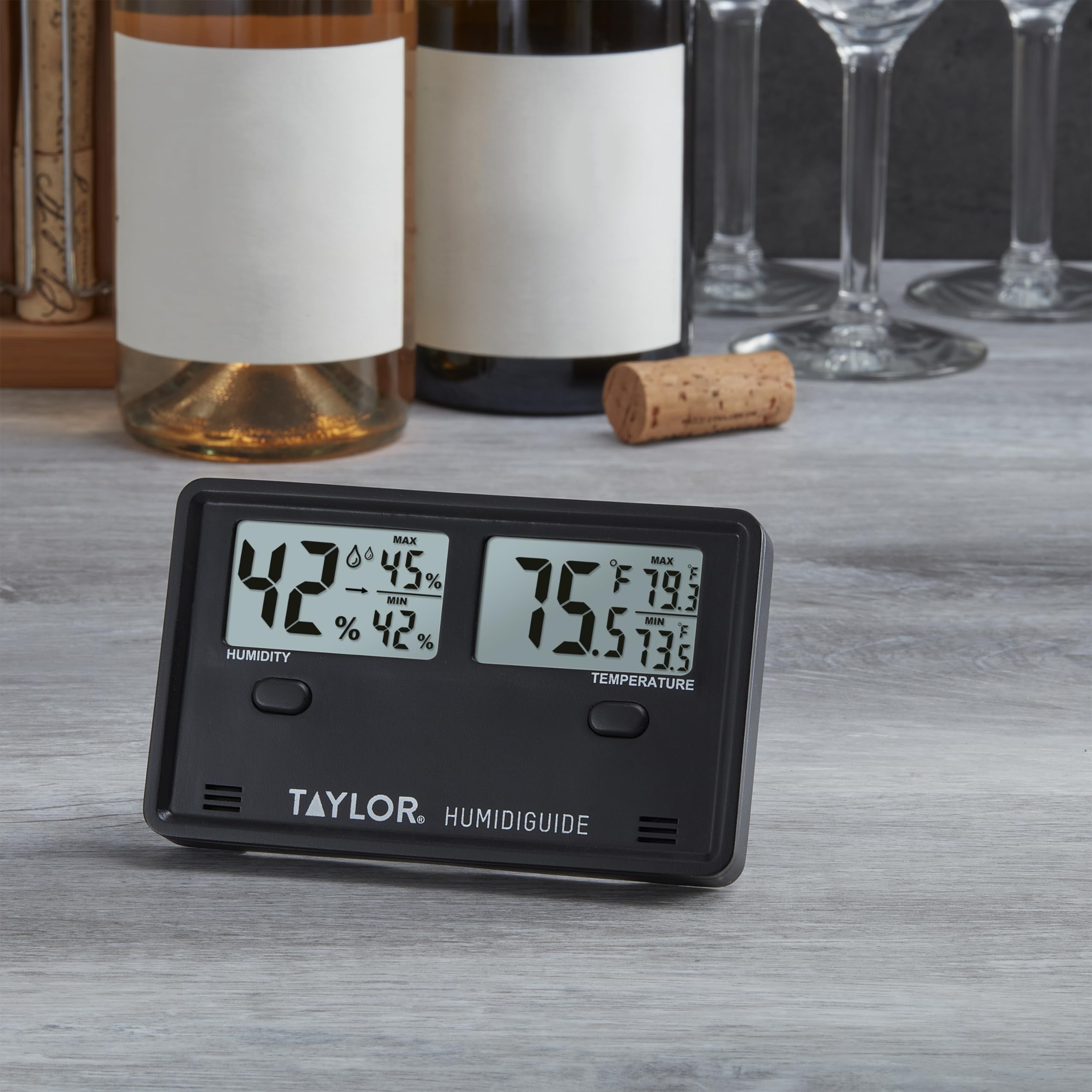Taylor Termómetro e higrómetro digital inalámbrico para interiores y exteriores, pantalla dual para temperatura y humedad, fácil de leer para el hogar, oficina, invernadero, guardería y áreas