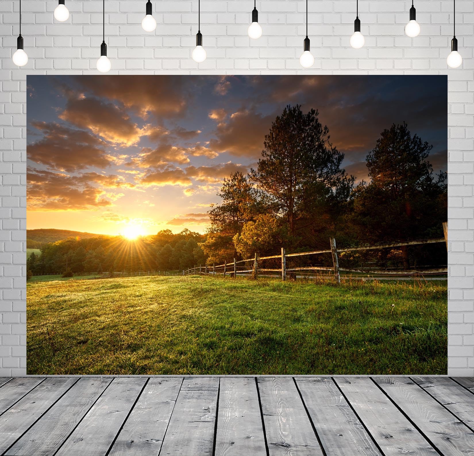 5.2x3m Fondo de Rancho cercado de Pueblo, Atardecer, Paisaje, fotografía, Paisaje Natural, Retrato al Aire Libre, sesión de Fotos, cumpleaños, Boda, Fiesta, decoración
