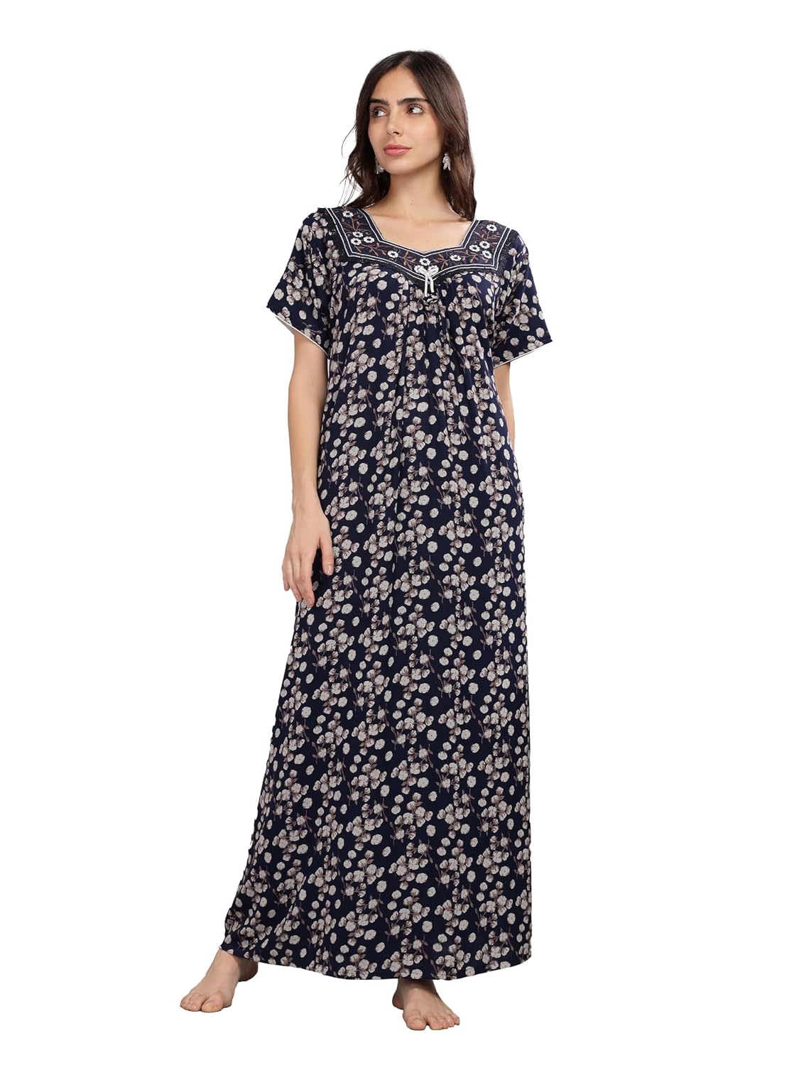 9shines Label Stylish Alpine Nighty Maxi for Women | Full Length Trendy Nightgown | Premium Nightdress | Nightwear | Embro... - Review, Price and Buying Guide