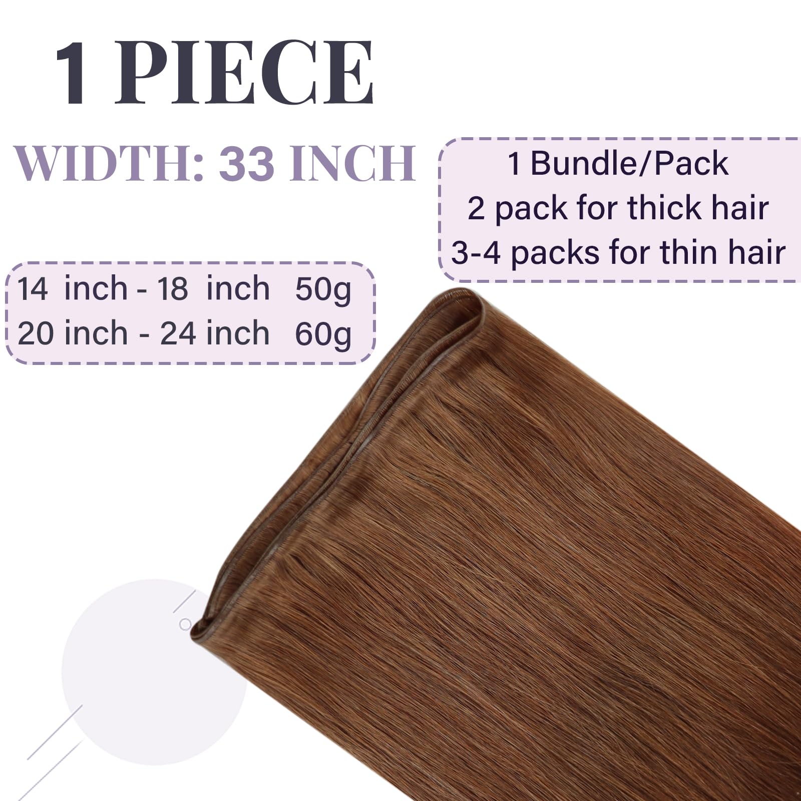 Fshine Weft 22 Inch 60g Auburn Sew in Human Hair Extensions Real Human Hair Weft Hair Bundle Remy Human Hair Extensions - Image 2