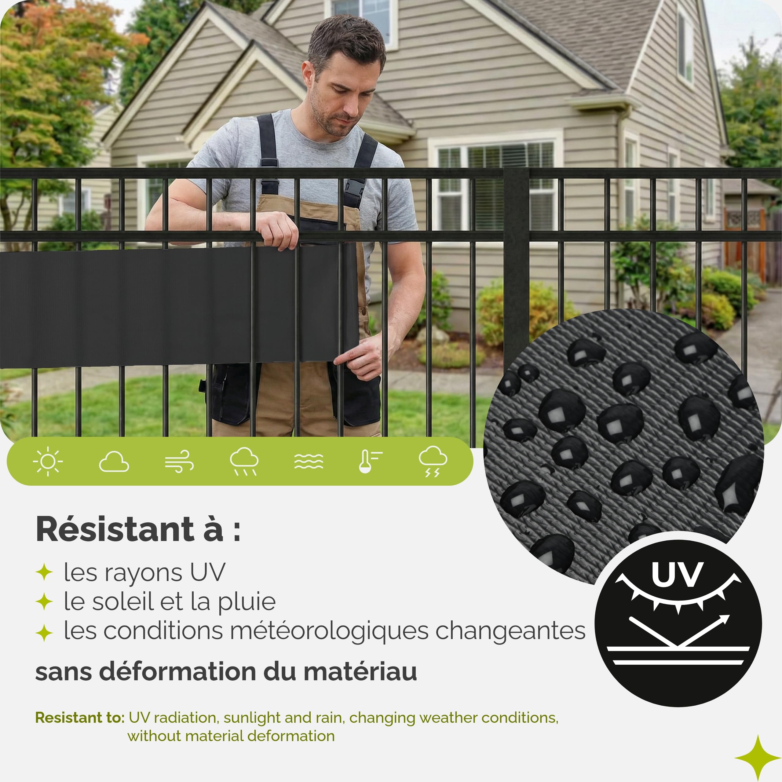 Garronda Brise Vue Jardin Balcon PVC 19 cm Rouleau 70 m 450 g/m² GD-0173 | Bandes Occultantes pour Clôture Extérieure, avec 50 Clips, Compatible Panneaux Double Fil et Garde-Corps, Anthracite RAL7016