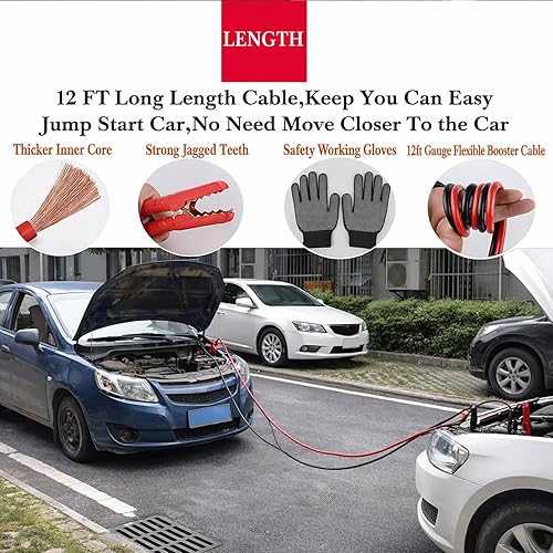 Miniatura 3 de Kit de emergencia para coche, kit de asistencia de emergencia en carretera con cables de arranque, artículos esenciales para viaje en auto, kit de