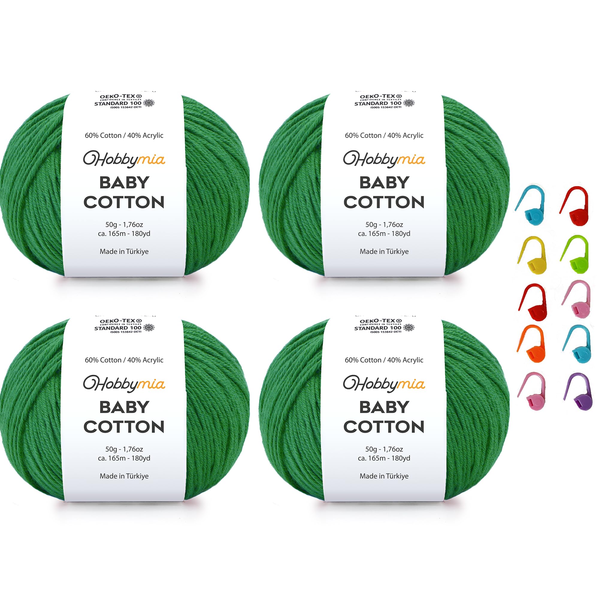 Baby Cotton Blend Yarn – Soft Sport Weight Yarn for Crochet & Amigurumi - 50g/180yds - 60% Cotton 40% Acrylic - Ideal for Baby & Knitting Proj.(Neon Green, 1 Ball) — view 23