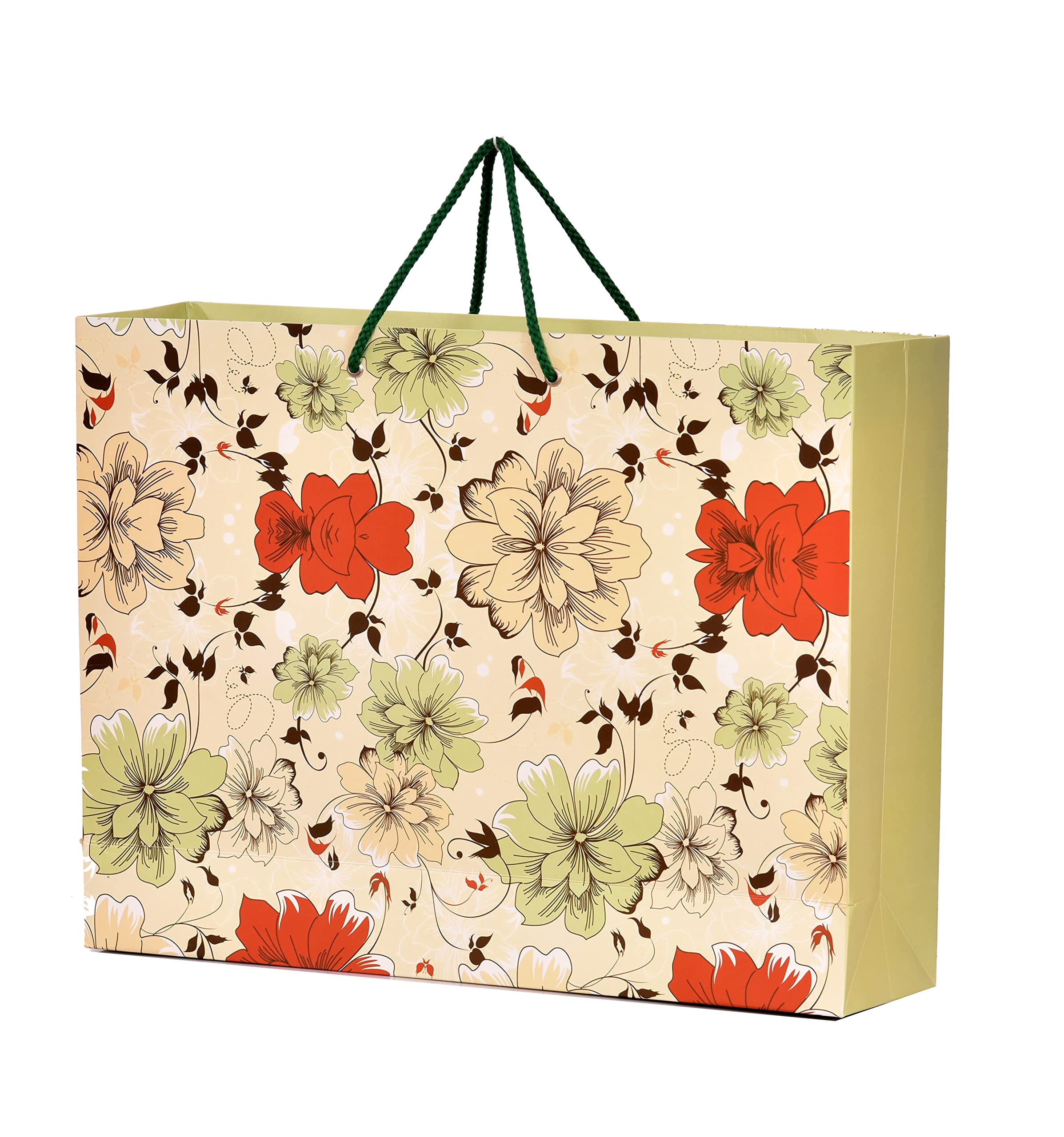 PPJ ® - GREEN FLOWER (MULTICOLOUR) PAPER CARRY BAG, 16 Inch X 12 Inch X 4 Inch for DIWALI/WEDDING/FUNCTION/BIRTHDAY/RETURN GIFTS/CHRISTMAS (Pack of 10) (B09N424G1V) Amazon Price History, Amazon Price Tracker