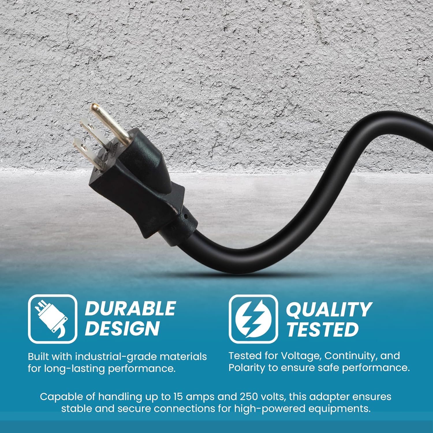IronBox Electric - Heavy Duty NEMA 6-15P to L6-20R Plug Adapter Power Cable - Rated for 15A, 250V - 14 AWG - Power Adapter Extension Cord - Ideal for Industrial Commercial and Home Use (1 Foot)
