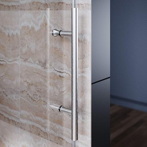 Miniatura 7 de ELEGANT Puerta corredera sin marco de 60 pulgadas de ancho x 62 pulgadas de alto con vidrio transparente de 38 pulgadas, puertas corredizas de ducha