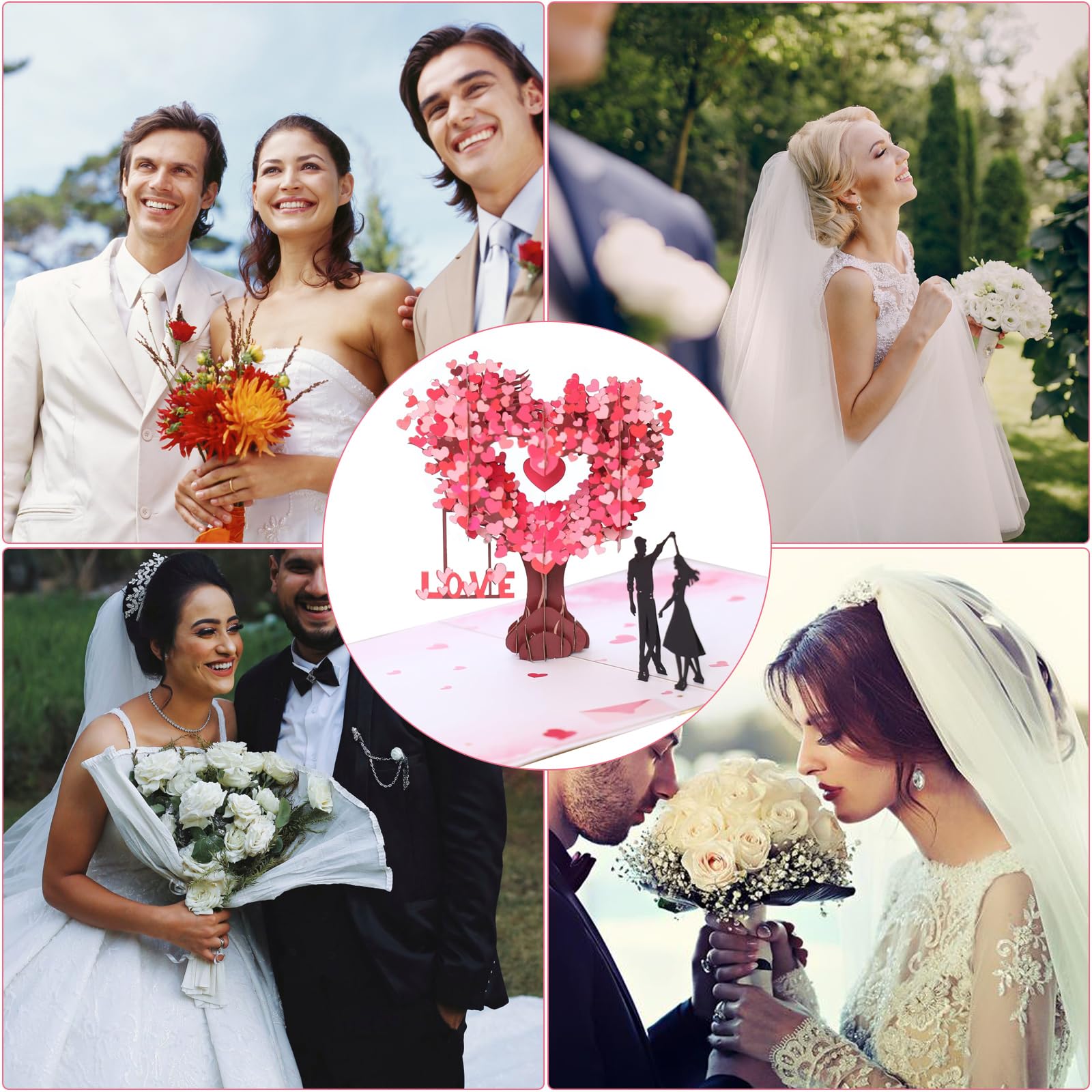 TDTOD Biglietto di San Valentino, 3D, biglietto pop up, biglietto di compleanno, matrimonio, con busta, biglietto Sakura, coppia romantica, per San Valentino, compleanno, matrimonio