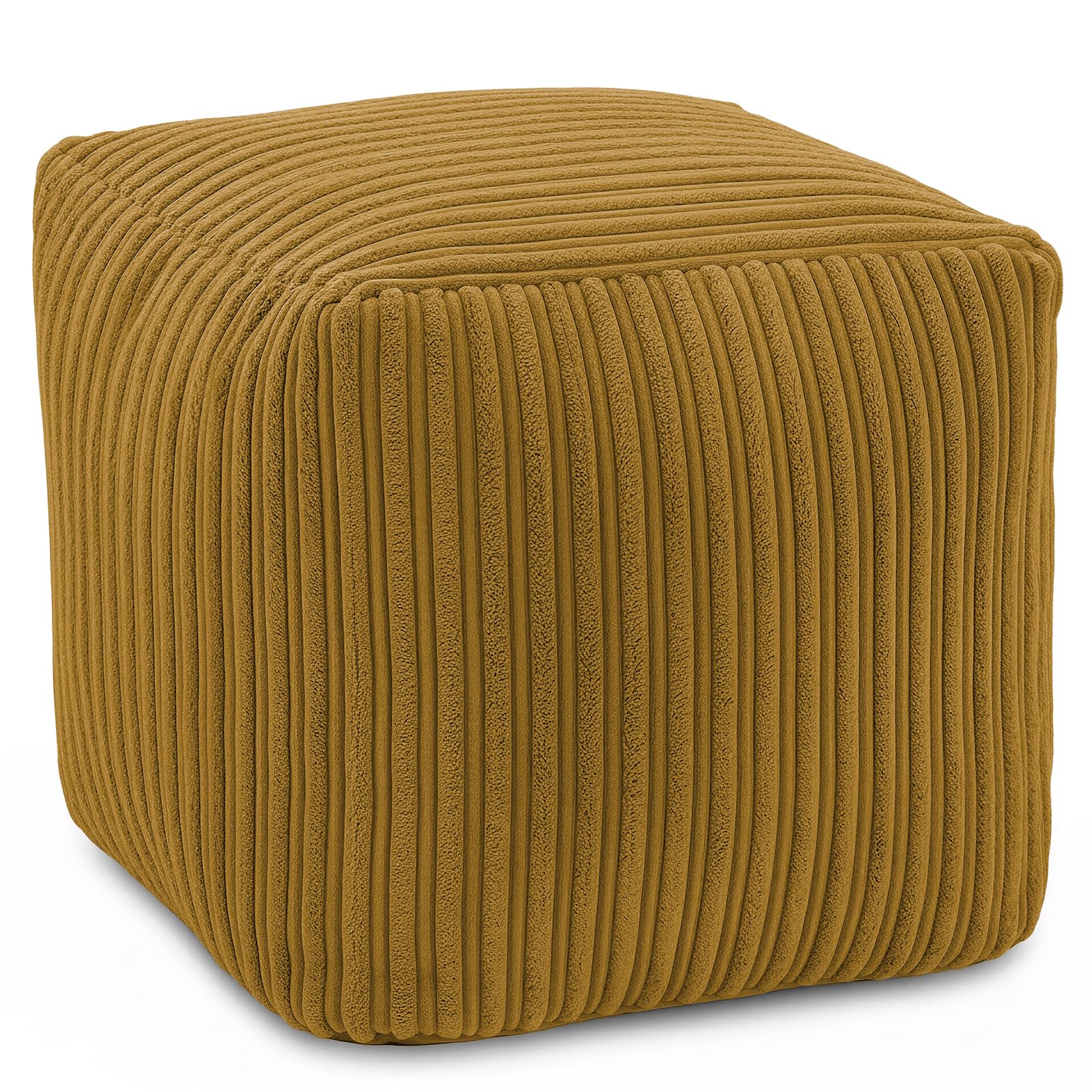 KISAA Living Cozy Jumbo Cord Footstool Bean Bags, Stylish & Durable Jumbo Cord Square Foot Rest Pouffe Beanbags, Durable & Comfortable (Square (40x40x40cm), Mustard)