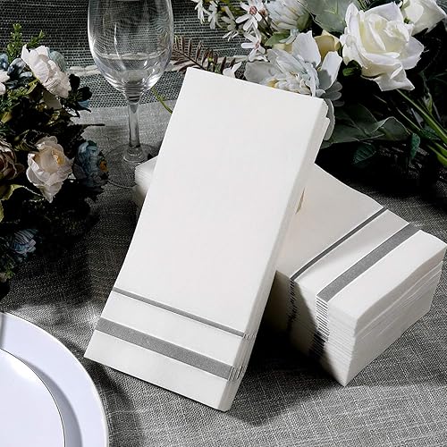 Miniatura 5 de FOCUSLINE 200 servilletas de baño desechables de tacto de lino, toallas de papel suaves y absorbentes, toallas de mano similares a la tela,