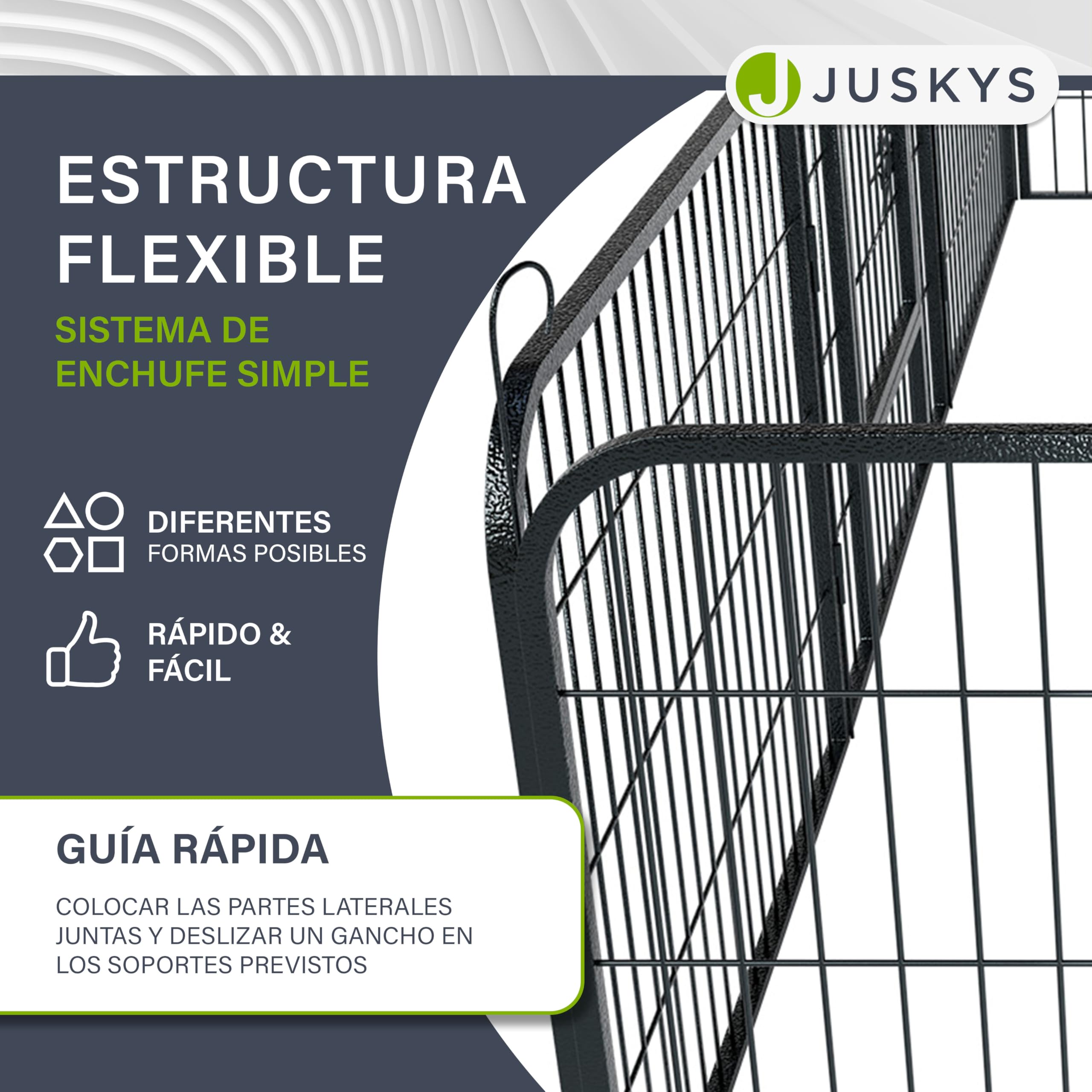 Juskys recinto para cachorros - Parque para cachorros 8 piezas de metal - recinto con puerta - Rejilla para cachorros, conejos y animales pequeños (160 x 160 x 60 cm)