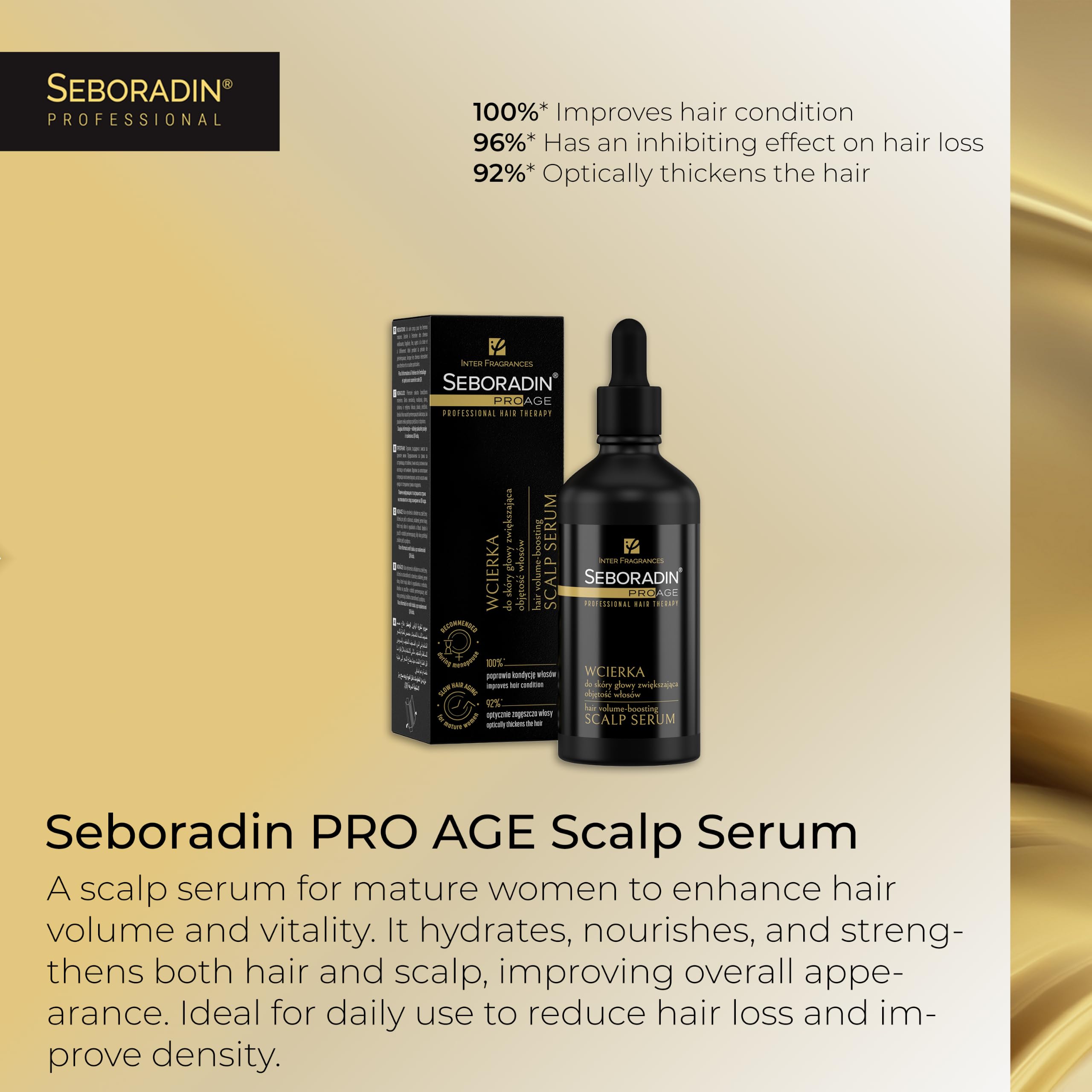 Seboradin PRO AGE Kuracja do Włosów Osłabionych z Szamponem Maską Serum | Zestaw do Pielęgnacji Włosów Cienkich i Wypadających, Wcierka Odżywka bez Spłukiwania Masażer do Skóry Głowy
